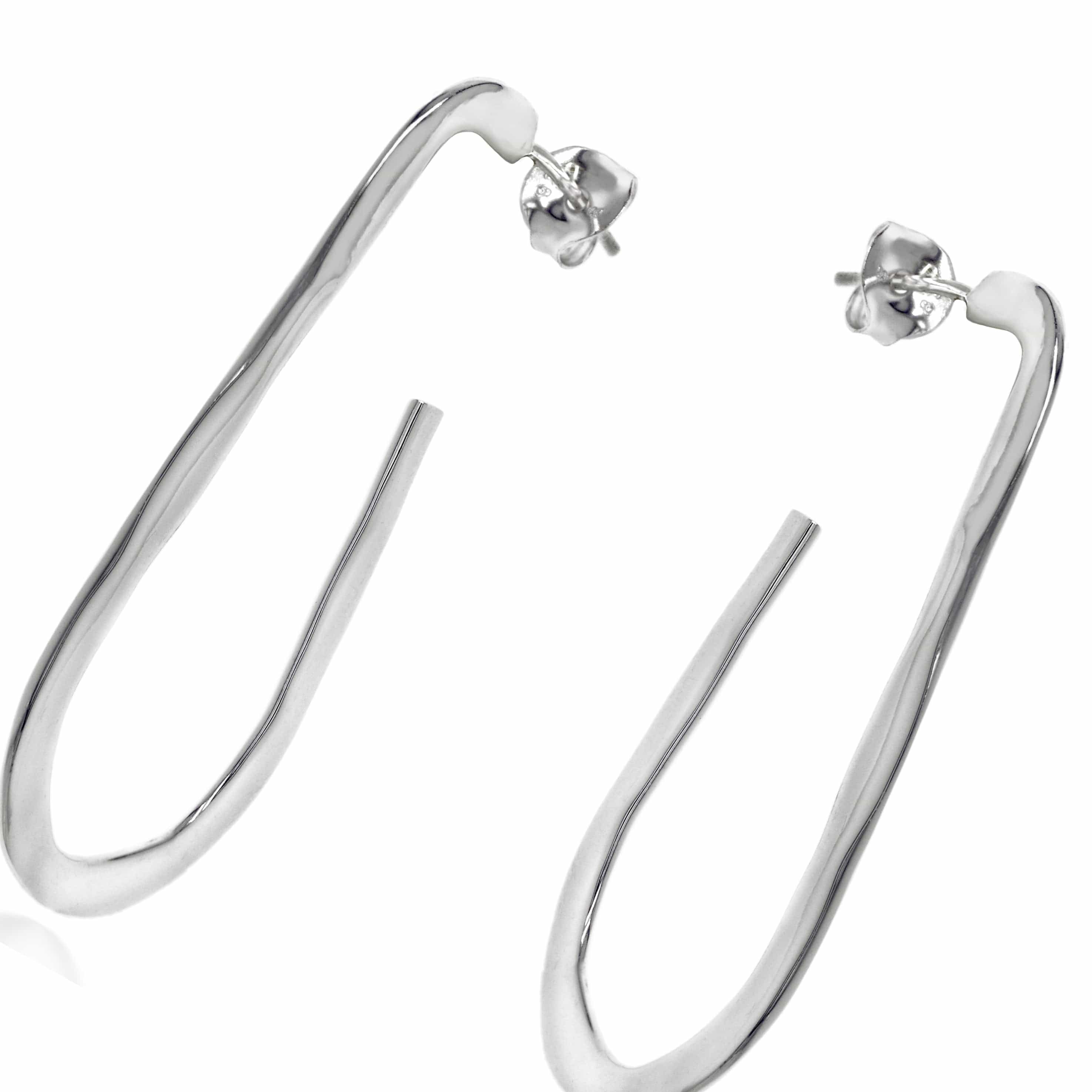 Lynora Silver Earring Sterling Silver / Clear Lynora Sterling Silver Elongated Hoop Earrings