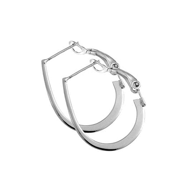 Lynora Silver Earring Sterling Silver / Clear Lynora Sterling Silver Oval Outline Hoop Earrings