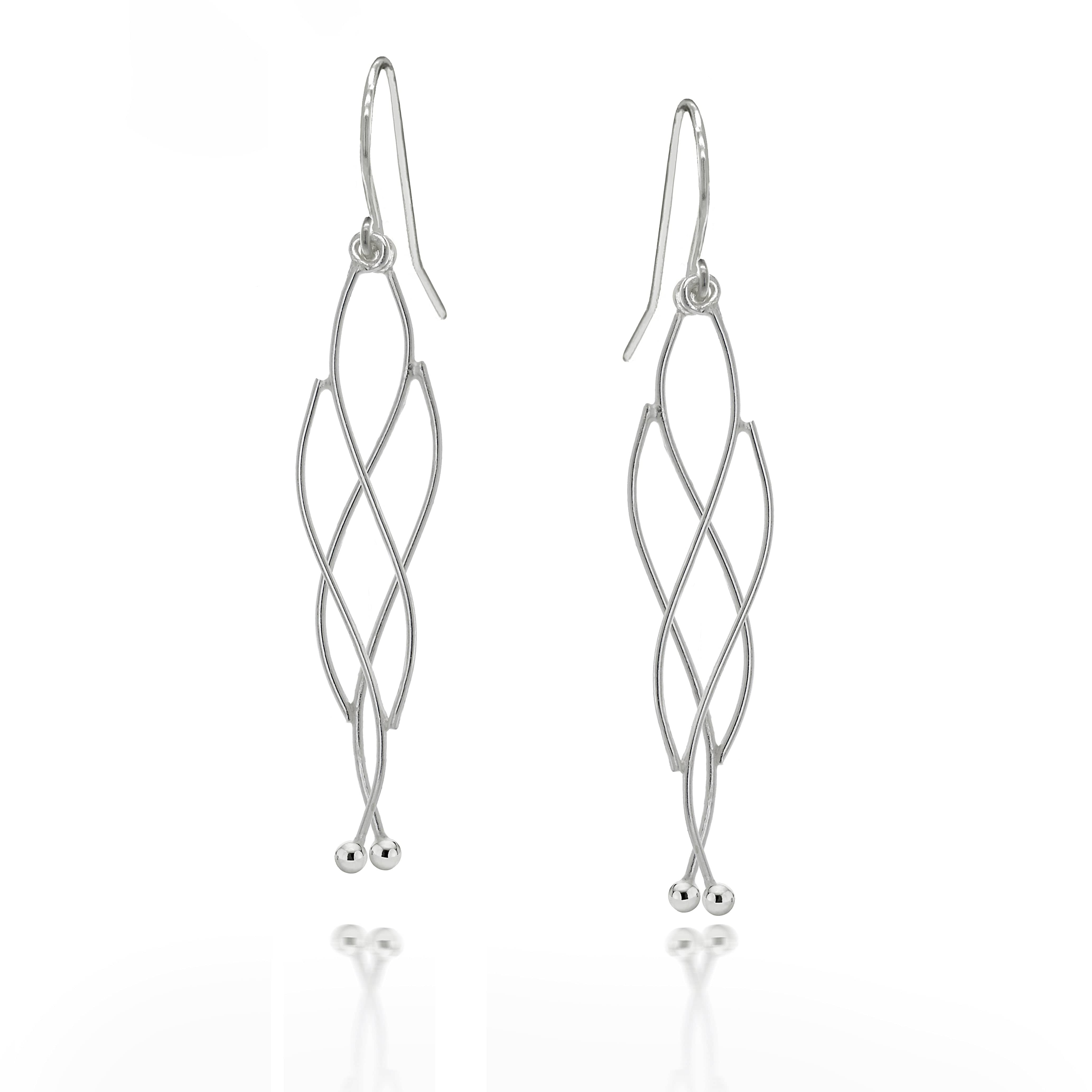 Lynora Silver Earring Sterling Silver / Clear Lynora Sterling Silver Twist Linear Drop Earrings