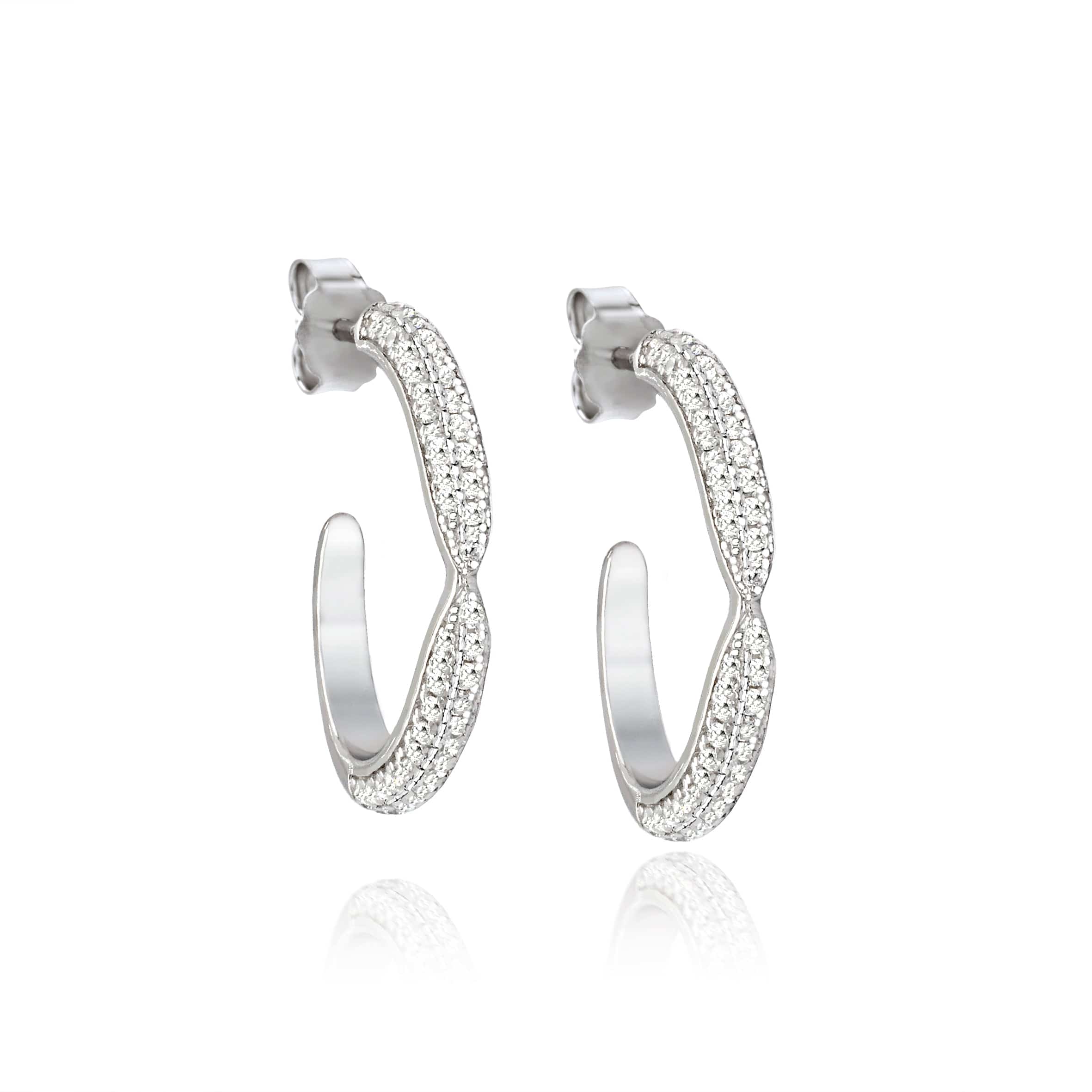 Lynora Silver Earring Sterling Silver / Clear Micro Pave Huggie Earrings