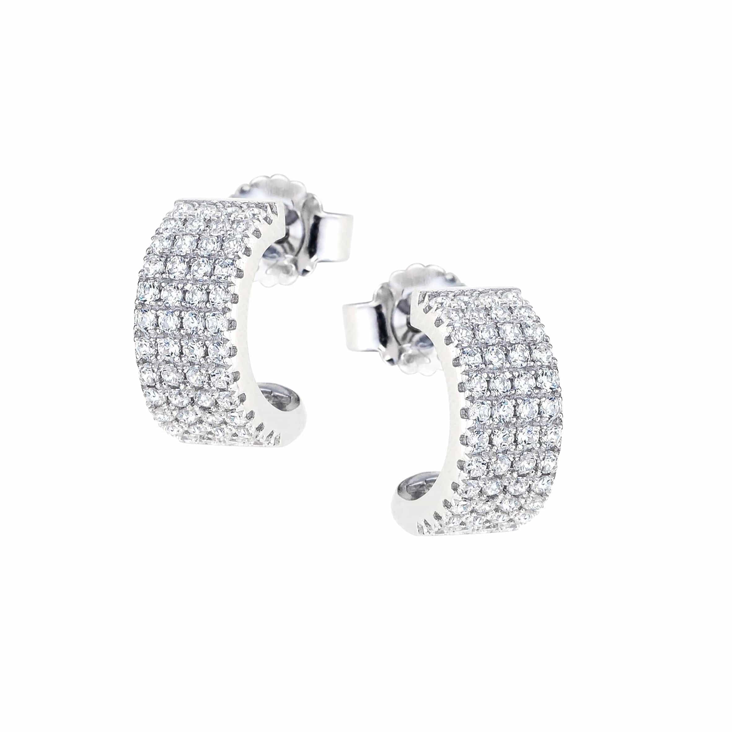 Lynora Silver Earring Micro-Pave Huggie Earrings Sterling Silver Sterling Silver / Clear Micro-Pave Huggie Earrings Sterling Silver