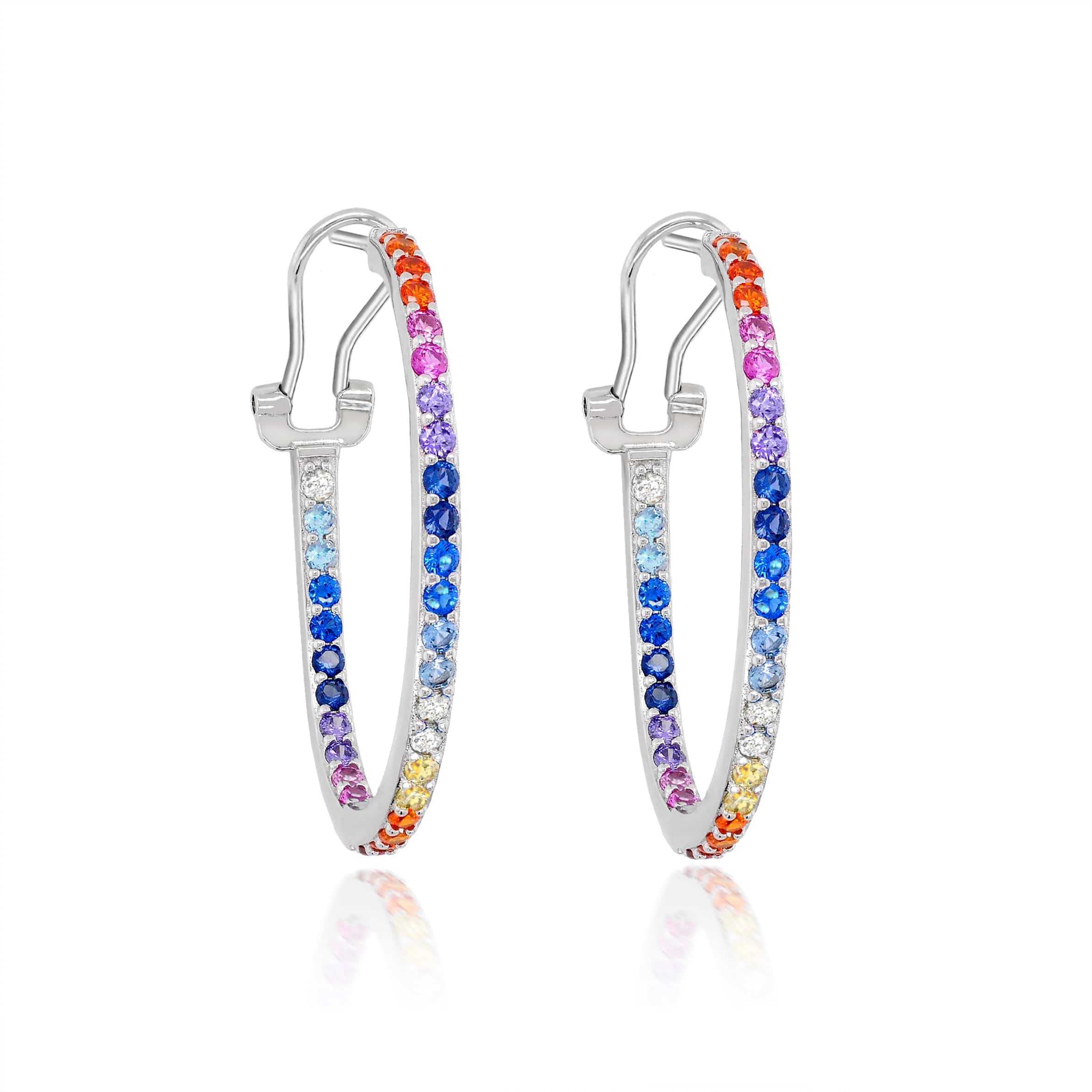 Lynora Silver Earrings Default Title / Sterling Silver / Multi-colour Rainbow Quintet Hoop Earrings