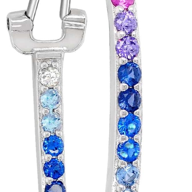 Lynora Silver Earrings Sterling Silver / Multi-coloured Rainbow Quintet Hoop Earrings Oval