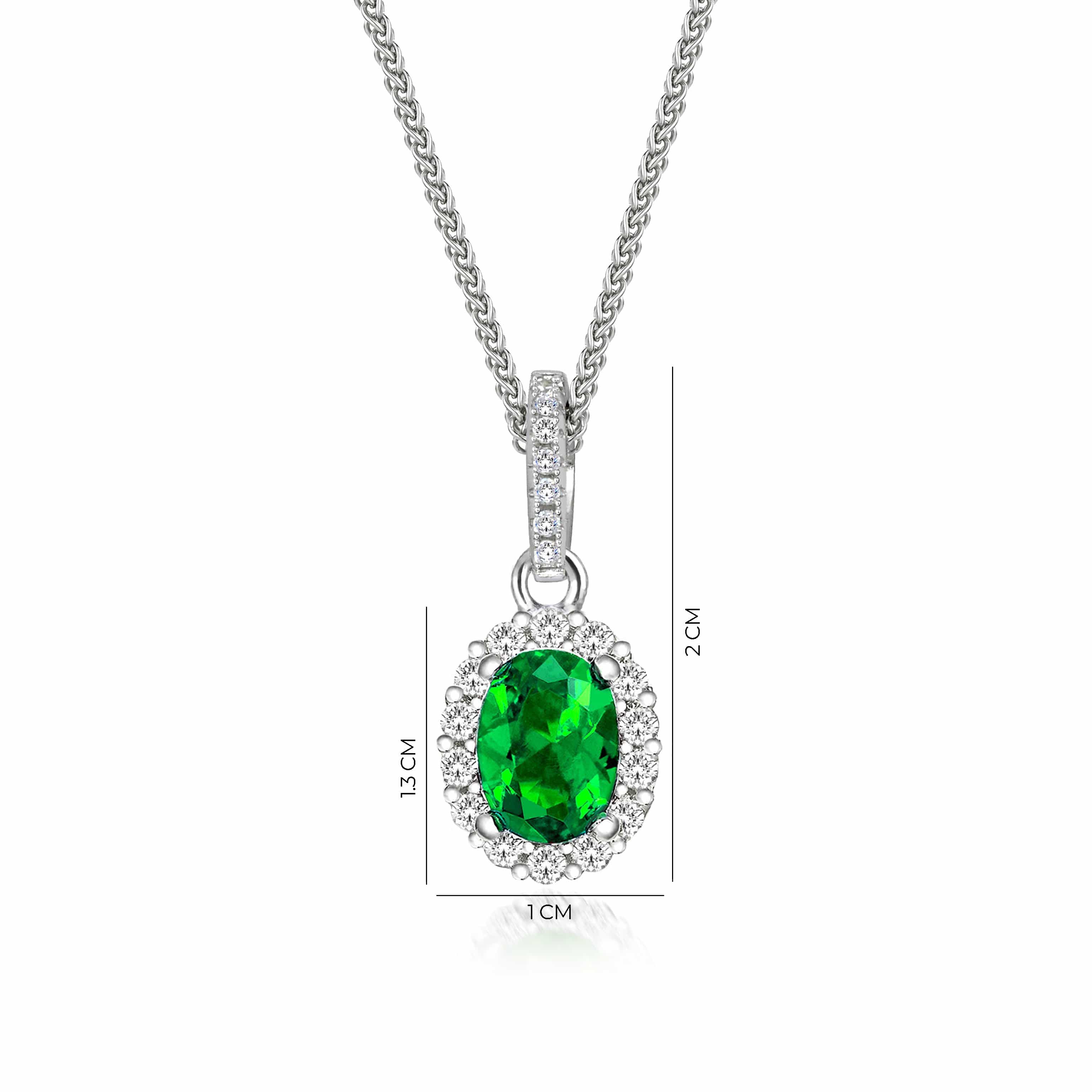 Lynora Silver Necklace 18" adj / Sterling Silver / Emerald Opulence Necklace Sterling Silver & Emerald Stone