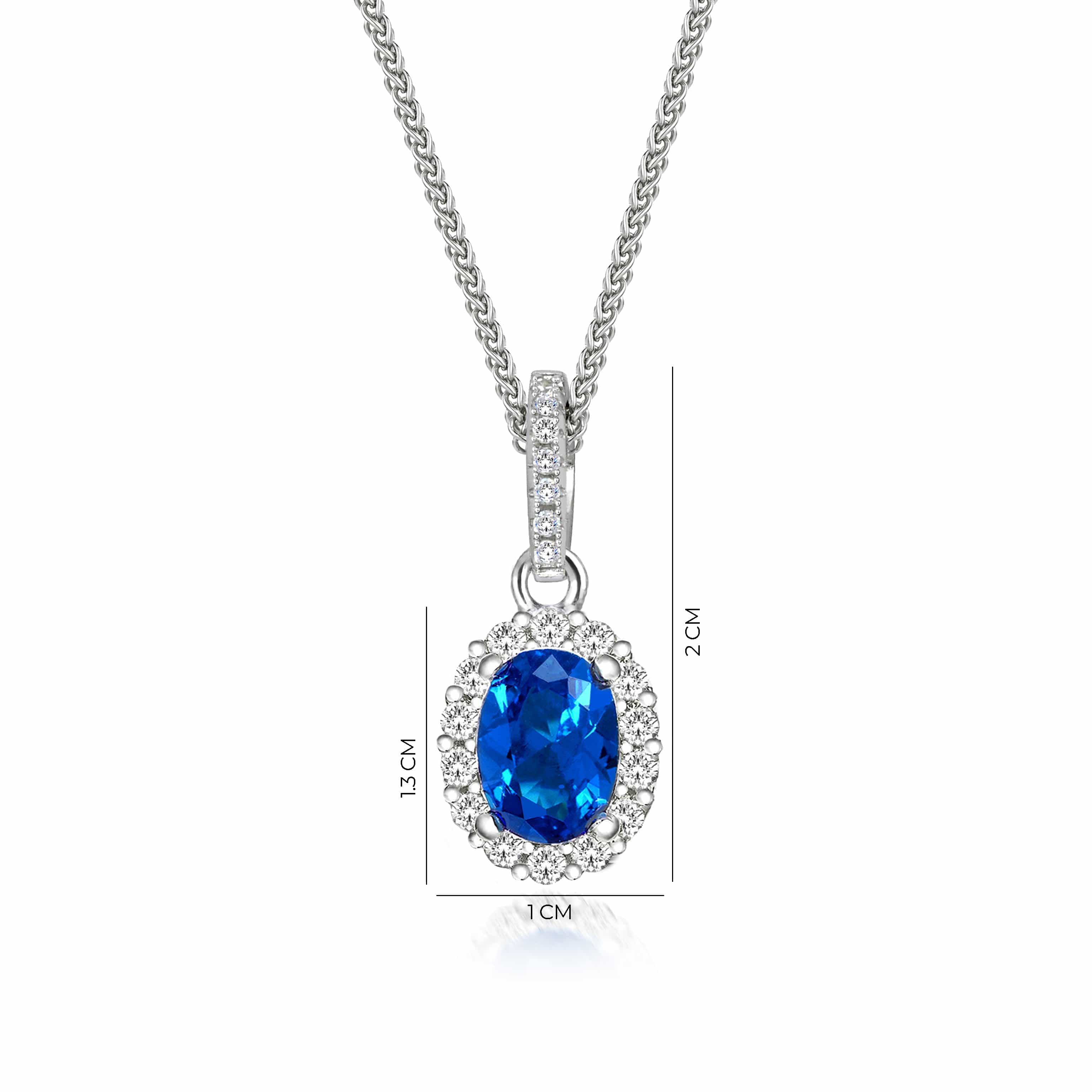 Lynora Silver Necklace 18" adj / Sterling Silver / Sapphire Opulence Necklace Sterling Silver & Sapphire Stone