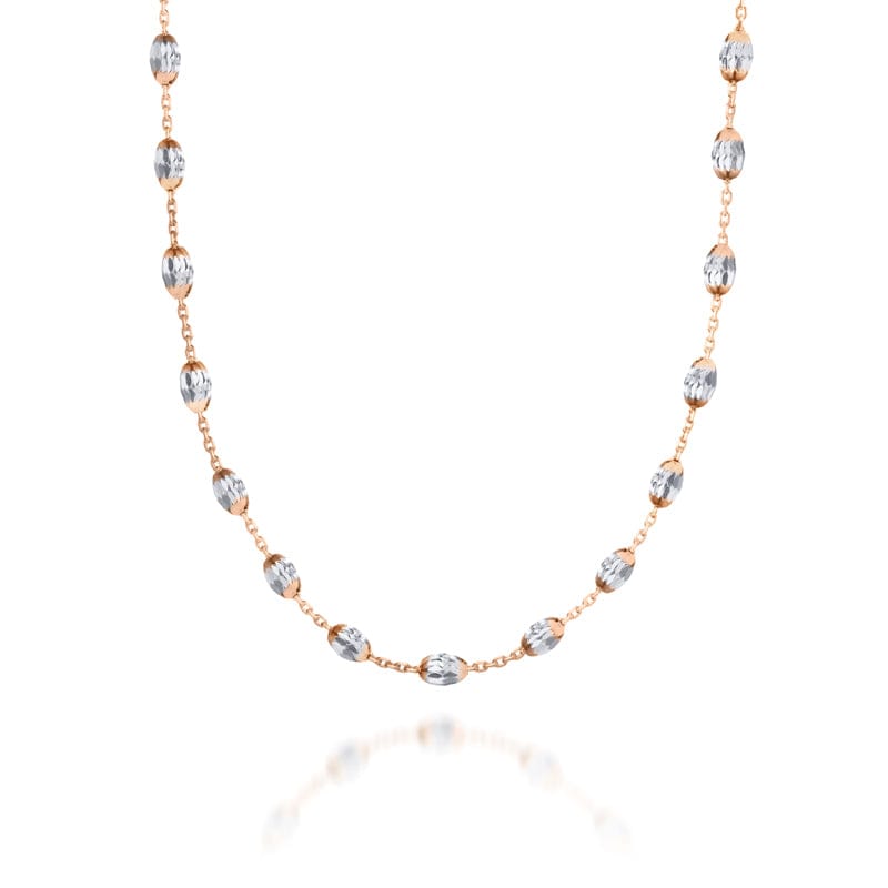 Lynora Silver Necklace Geobeads Necklace Rose Gold Plate with Silver Beads Geobeads Necklace Rose Gold Plate with Silver Beads
