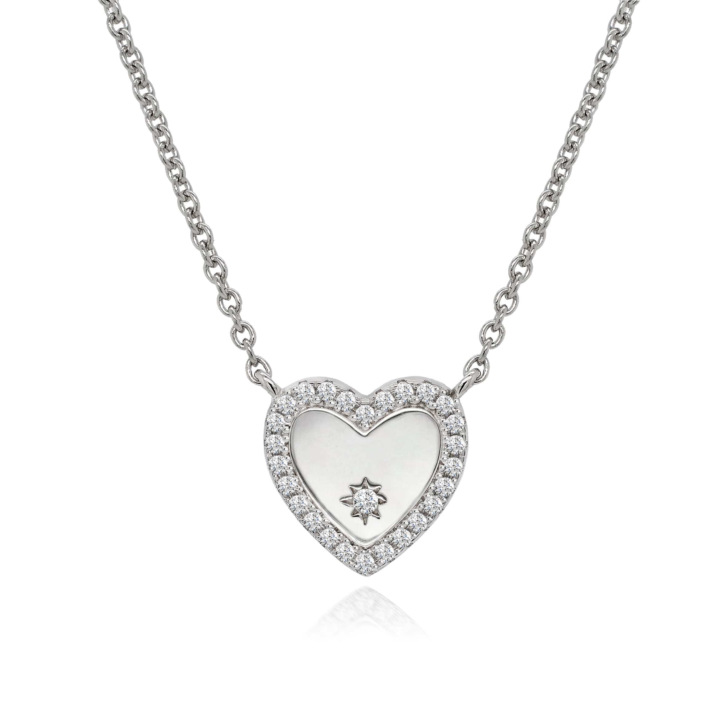 Lynora Silver Necklace Amorette Heart Necklace Sterling Silver / Clear Amorette Heart Necklace