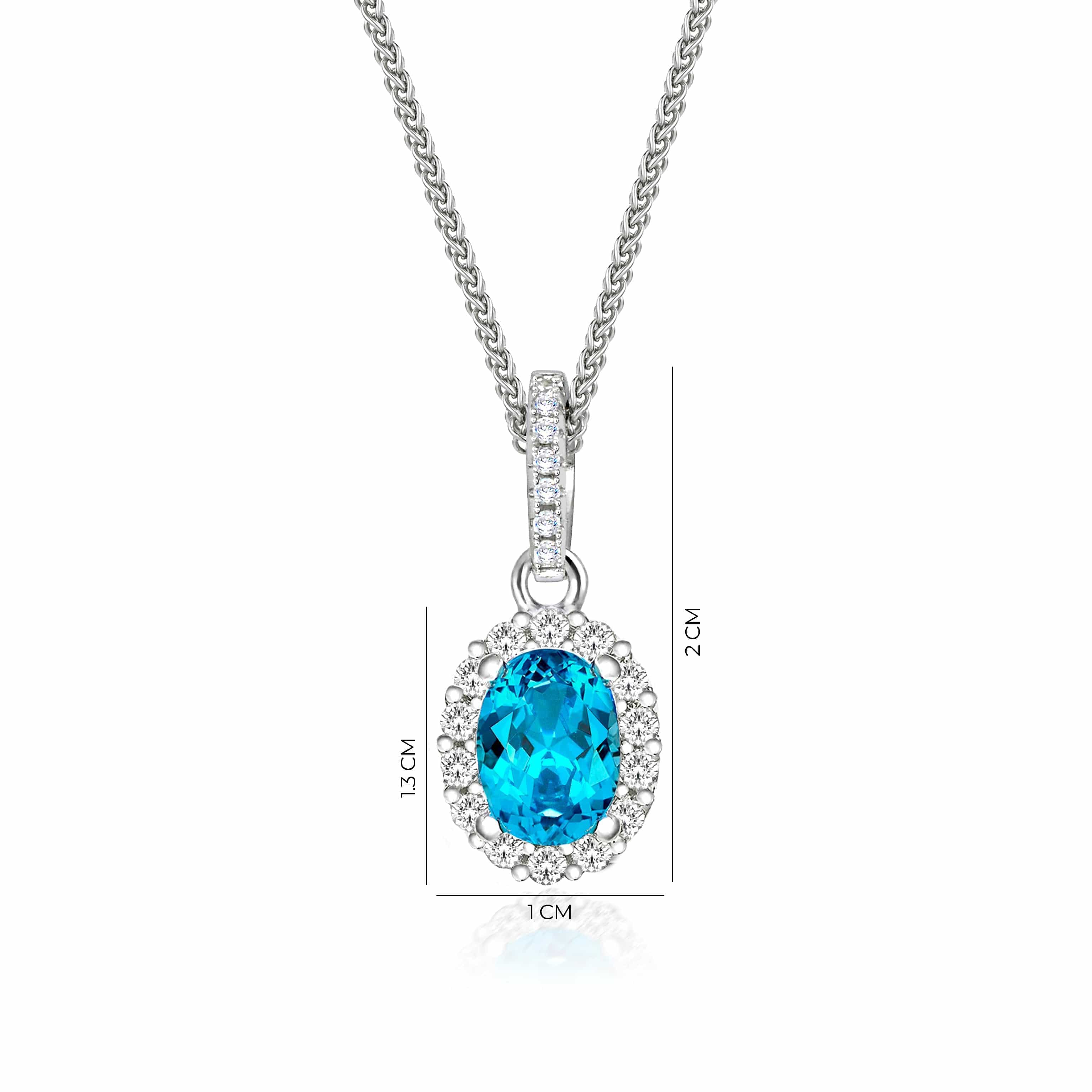 Lynora Silver Pendant 18" adj / Swiss Blue / Sterling Silver Opulence Necklace Sterling Silver & Swiss Blue Stone