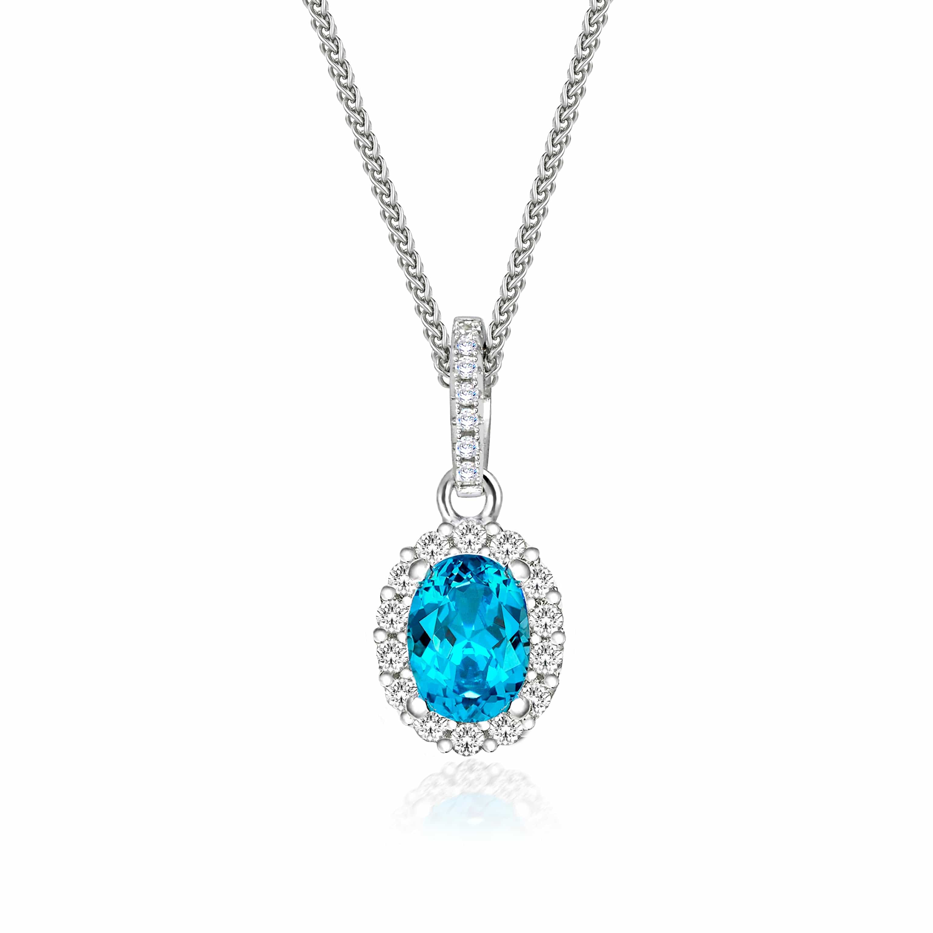 Lynora Silver Pendant Opulence Necklace Sterling Silver & Swiss Blue Stone