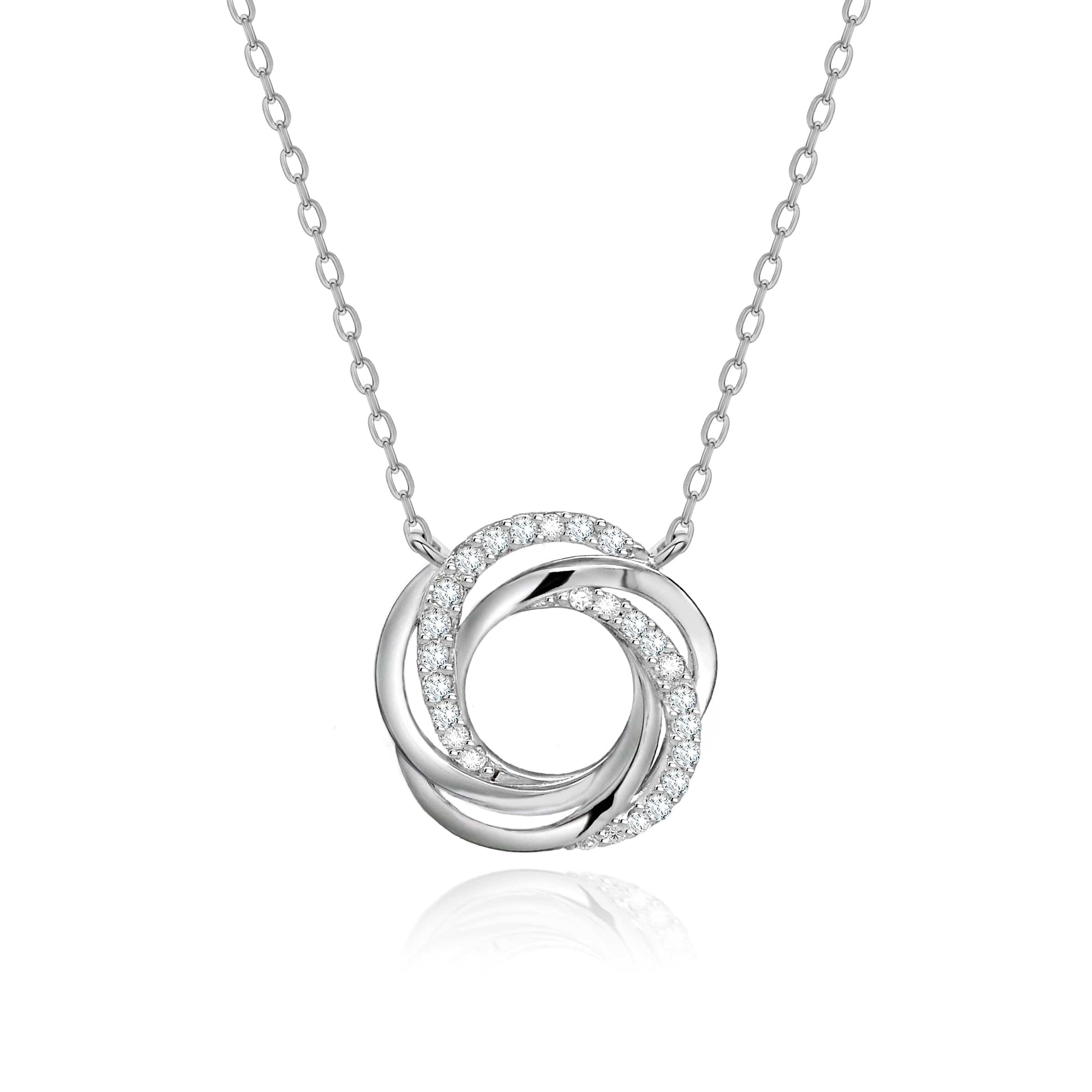 Lynora Silver Pendant Sterling Silver / Clear Entwine Circle Pendant