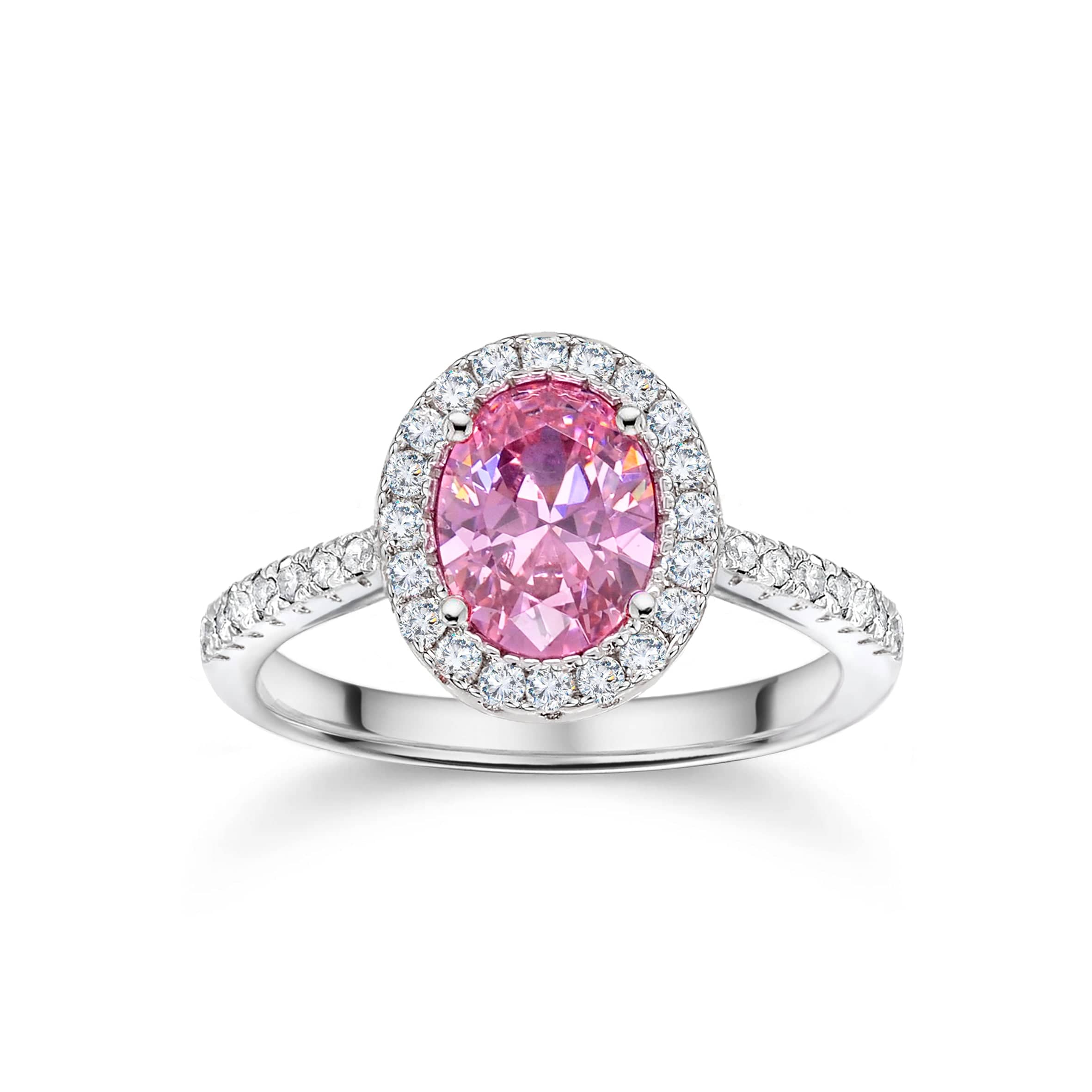 Lynora Silver Ring Opulence Pink Tourmaline Pave Ring Sterling Silver 52-L1/2 Opulence Pink Tourmaline Pave Ring Sterling Silver