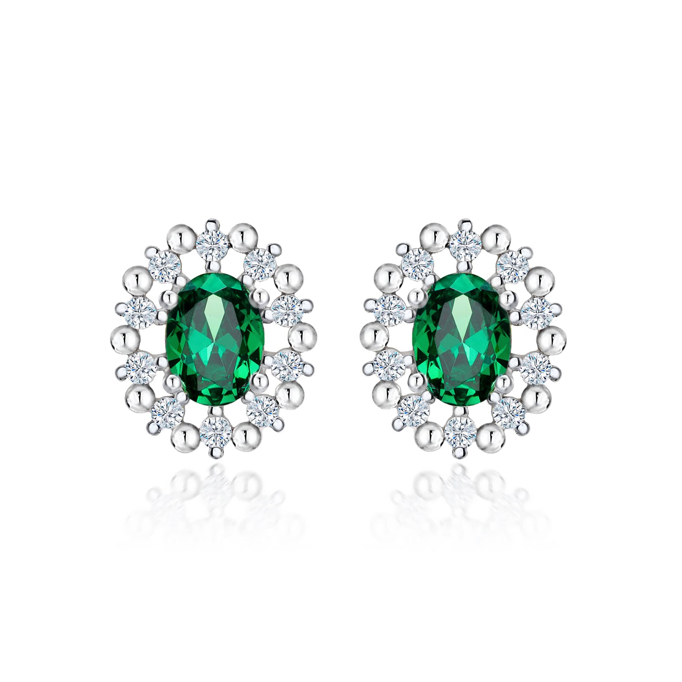 Lynora 2022 Earring Opulence Emerald Luster Oval Cut Halo Earrings