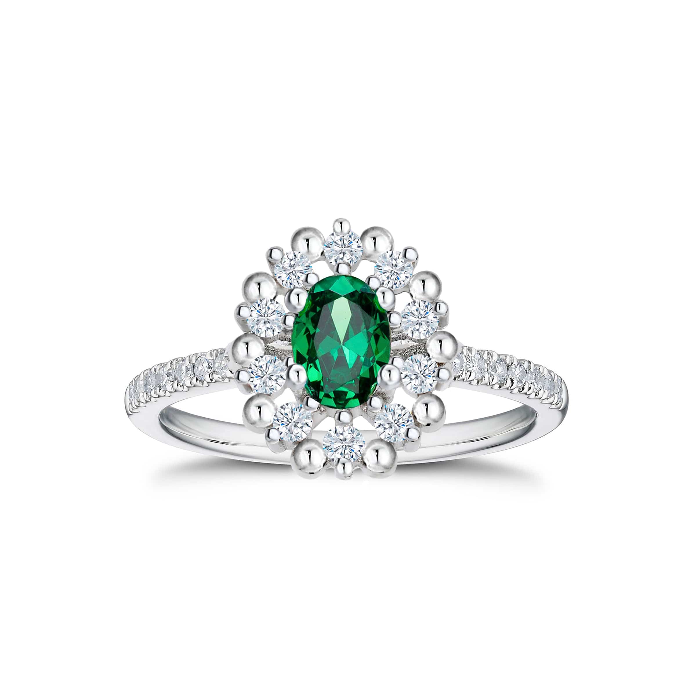 Lynora 2022 Ring Opulence Emerald Luster Oval Cut Halo Ring