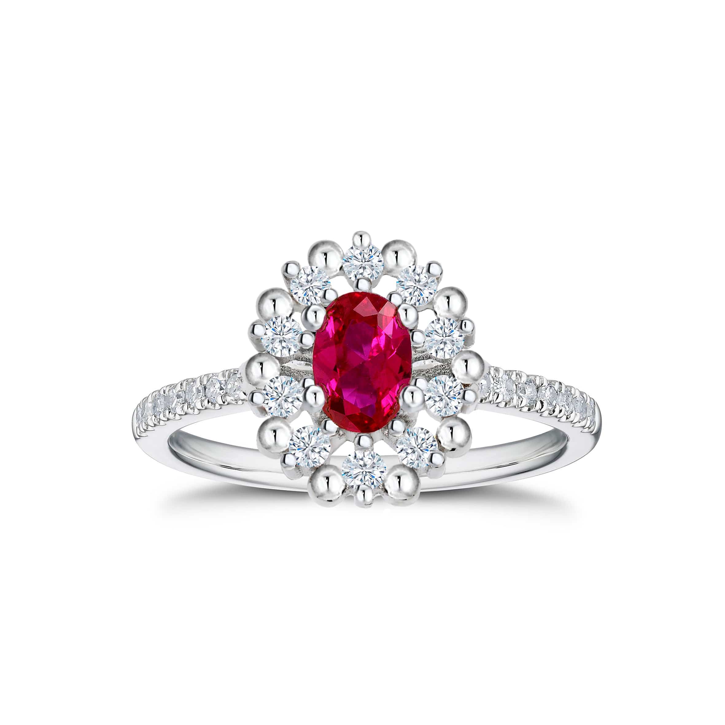 Lynora 2022 Ring Opulence Ruby Flare Oval Cut Halo Ring