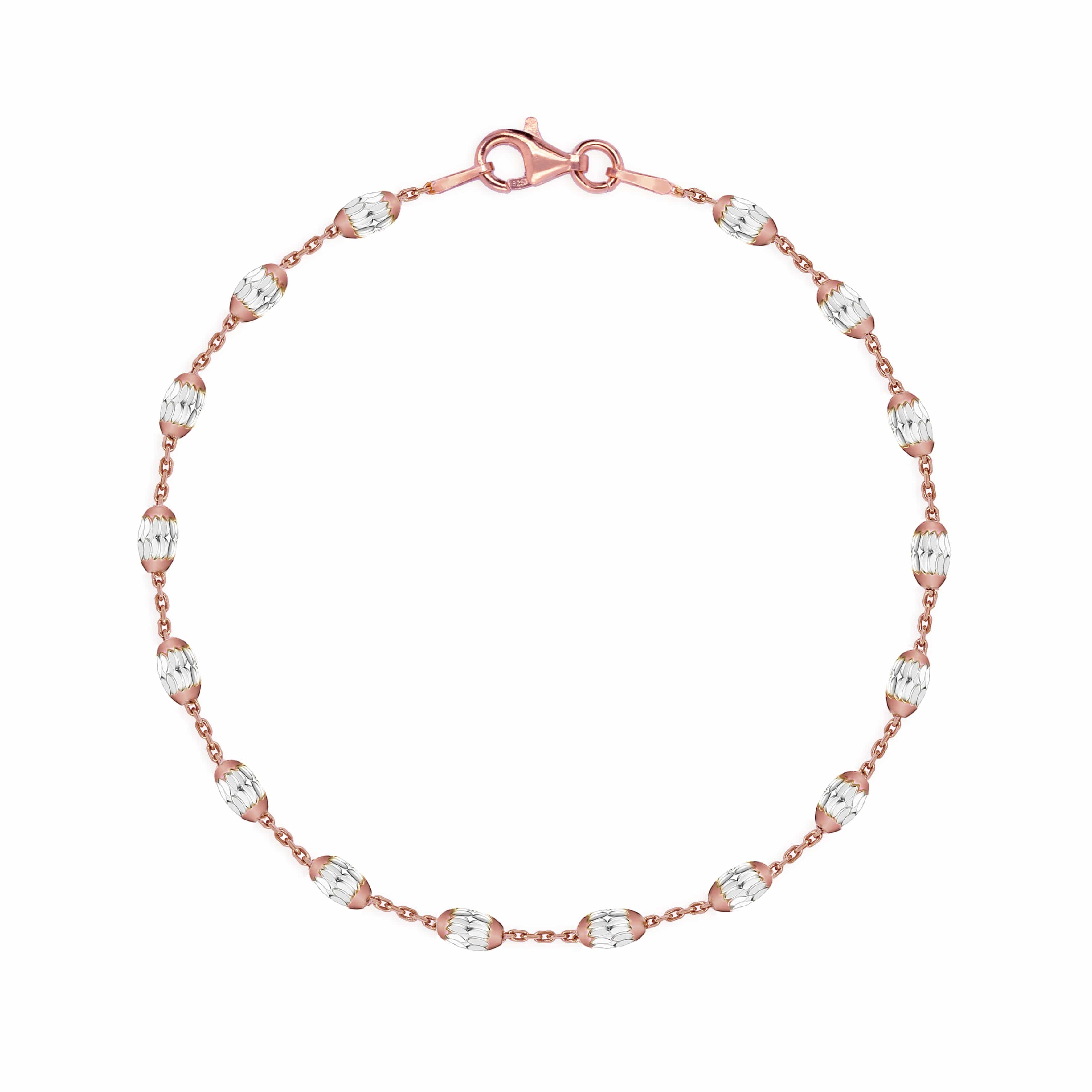 Lynora Jewellery Bracelet 7.5" / Mixed Metals Geobeads Bracelet Rose Gold Plate and Silver Mix