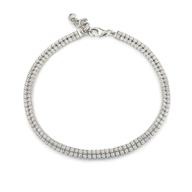 Lynora Jewellery Bracelet 7.5" / Sterling Silver / Clear Double Strand Tennis Bracelet Sterling Silver