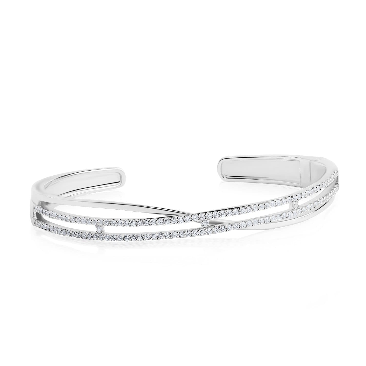 Lynora Jewellery Bracelet 7.5" / Sterling Silver / Clear Micro Pave Bangle Sterling Silver