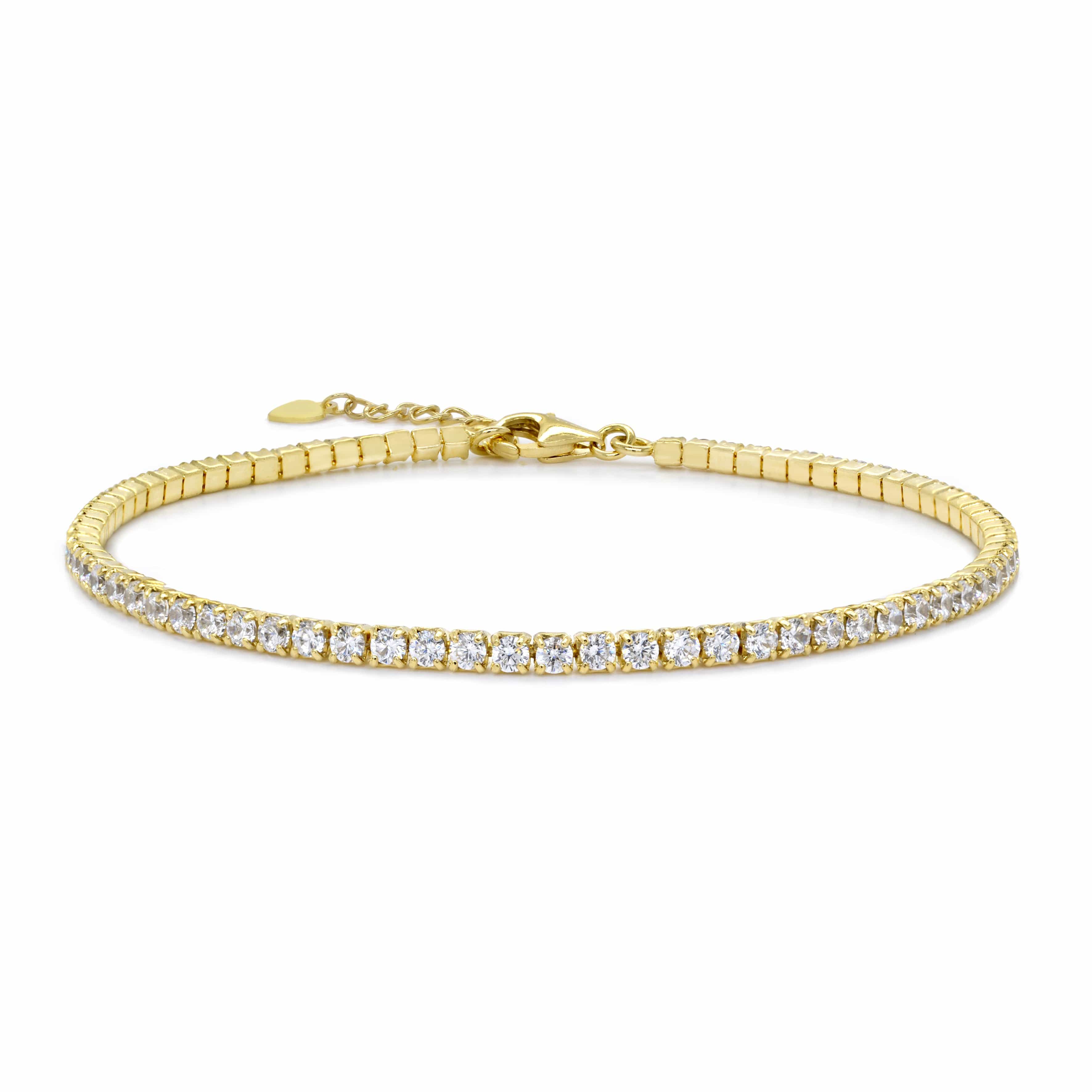 Lynora Jewellery Bracelet 7.5" / Yellow Gold Plate / Clear Tennis Bracelet Yellow Gold Plate