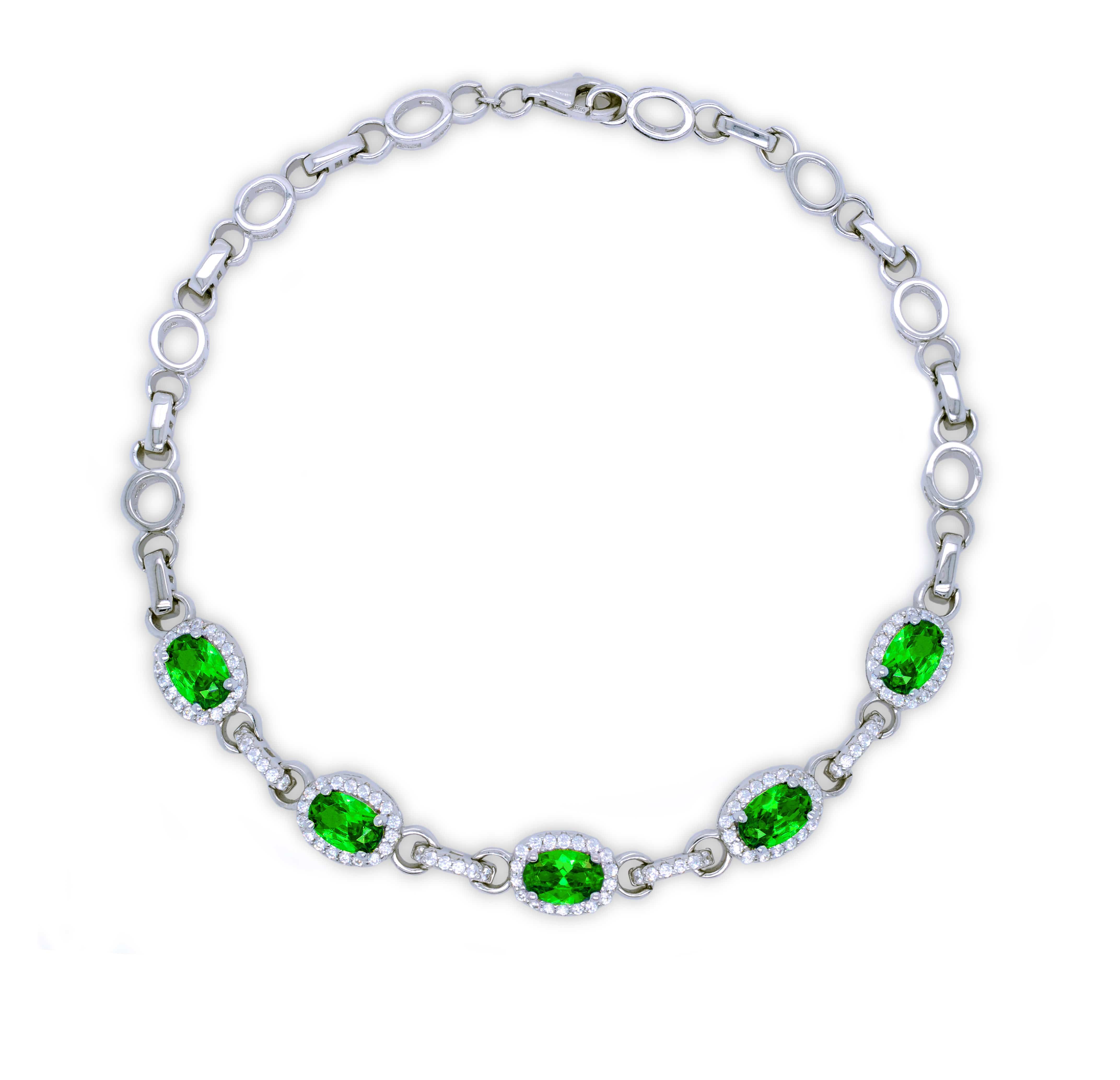 Silver and clearance emerald bracelet