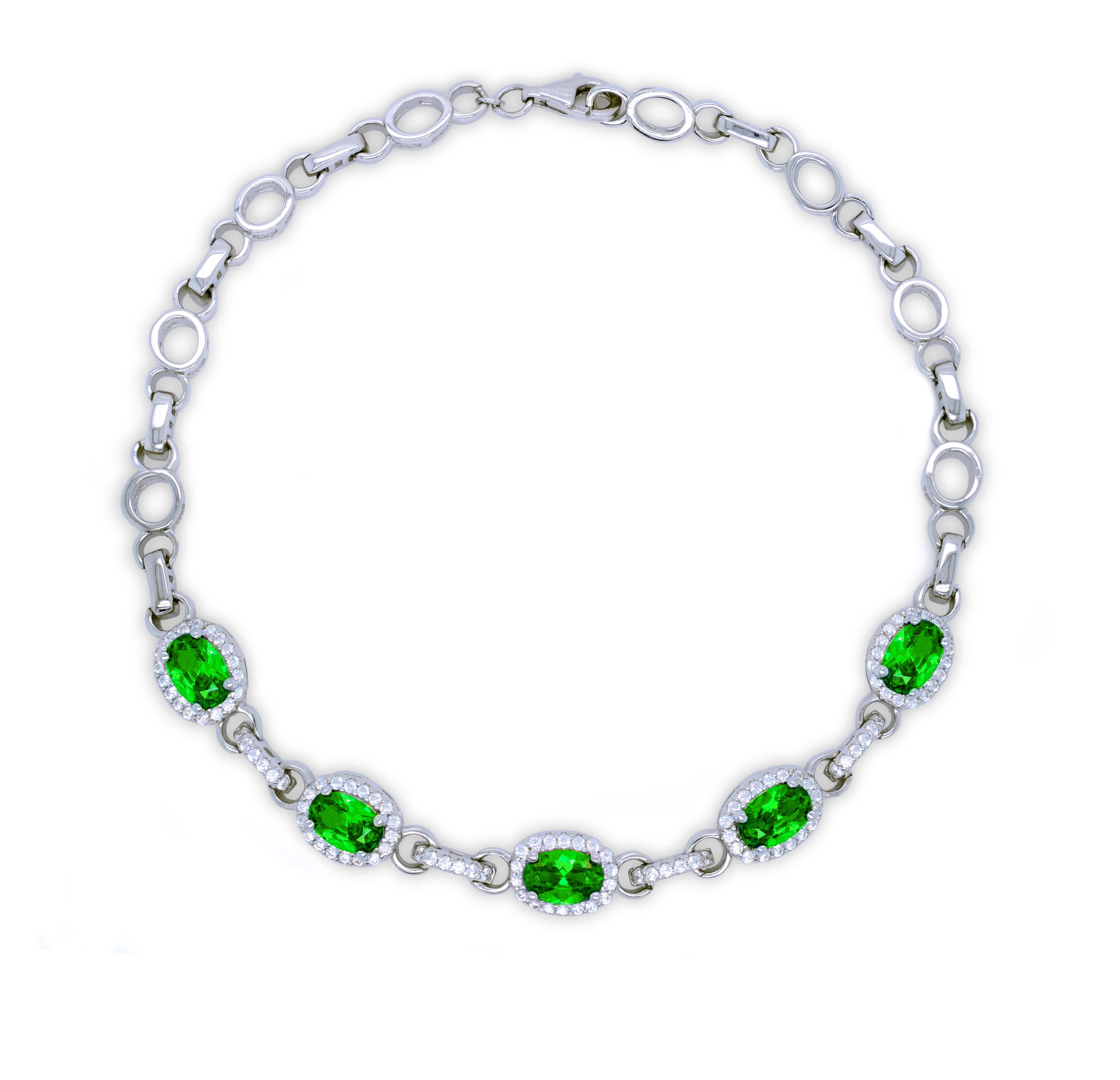 Lynora Jewellery Bracelet 7" / Sterling Silver / Clear Opulence Bracelet Sterling Silver & Emerald Stone