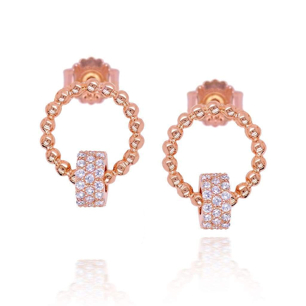 Lynora Jewellery Earring Rose Gold Plate Beaded Halo Earring Rose Gold Plate