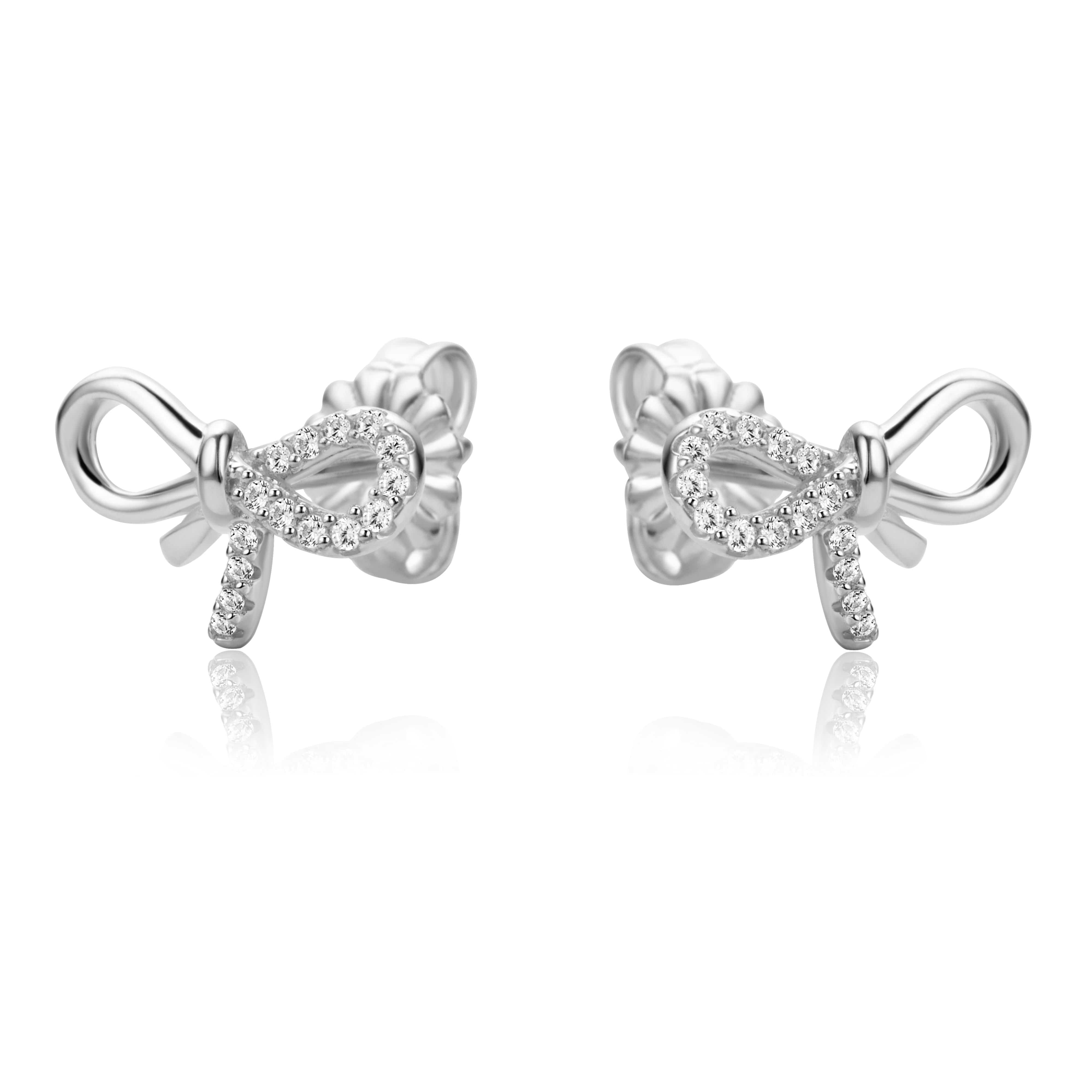 Silver bow clearance earrings