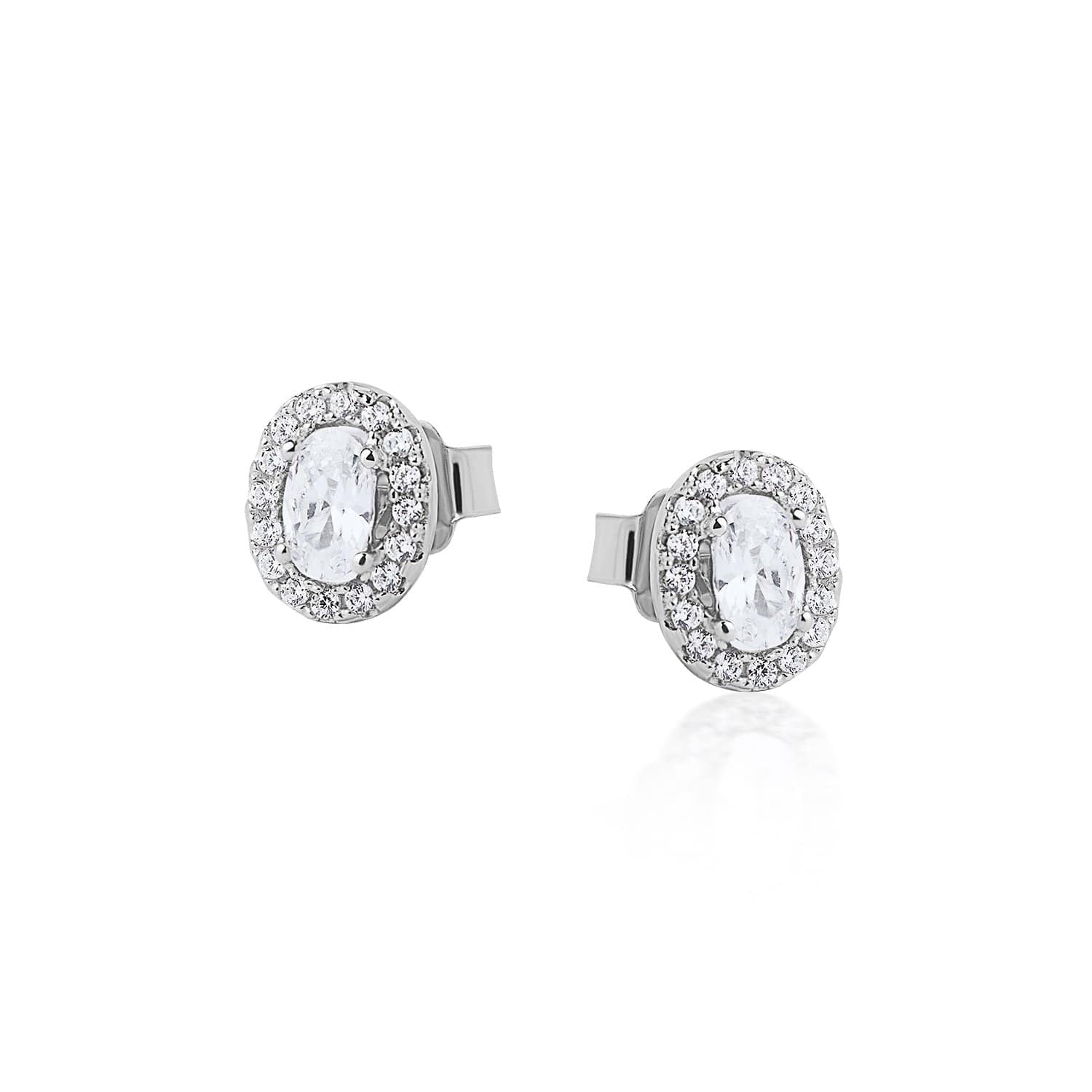 Lynora Jewellery Earring Sterling Silver Clear Oval studs Sterling Silver