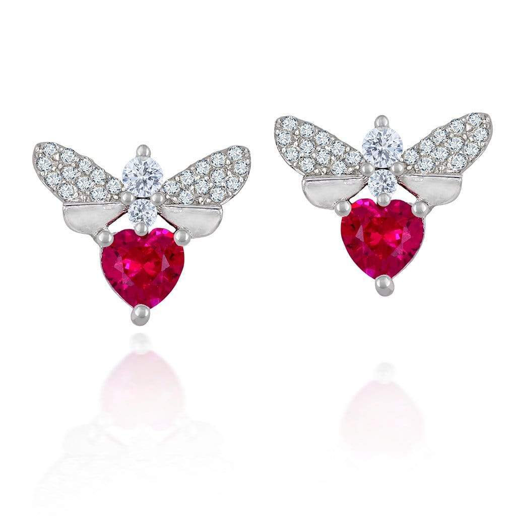 Lynora Jewellery Earring Sterling Silver Heart Dragonfly Studs Sterling Silver