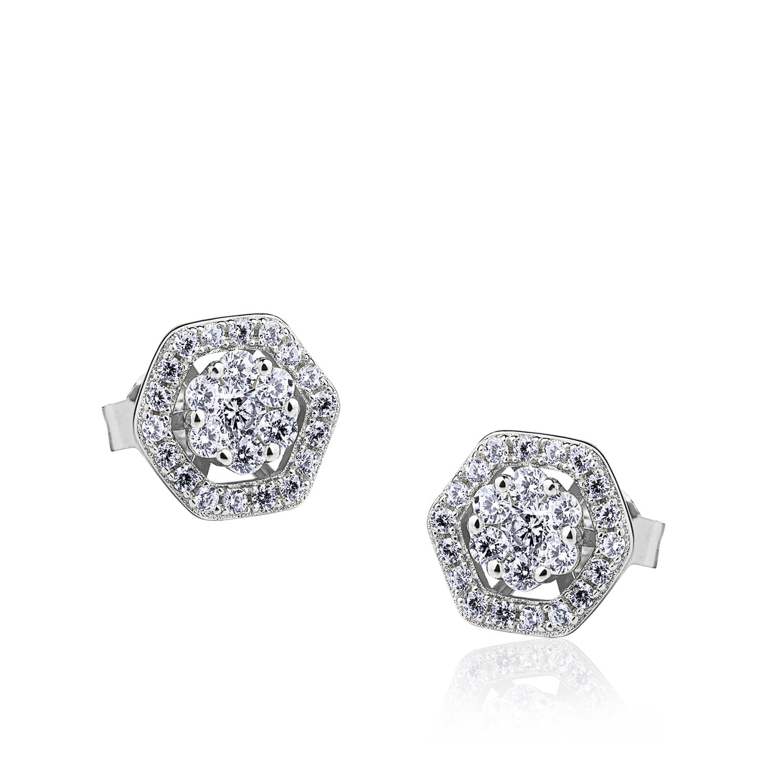 Lynora Jewellery Earring Sterling Silver Hexagono Flower Earrings Sterling Silver