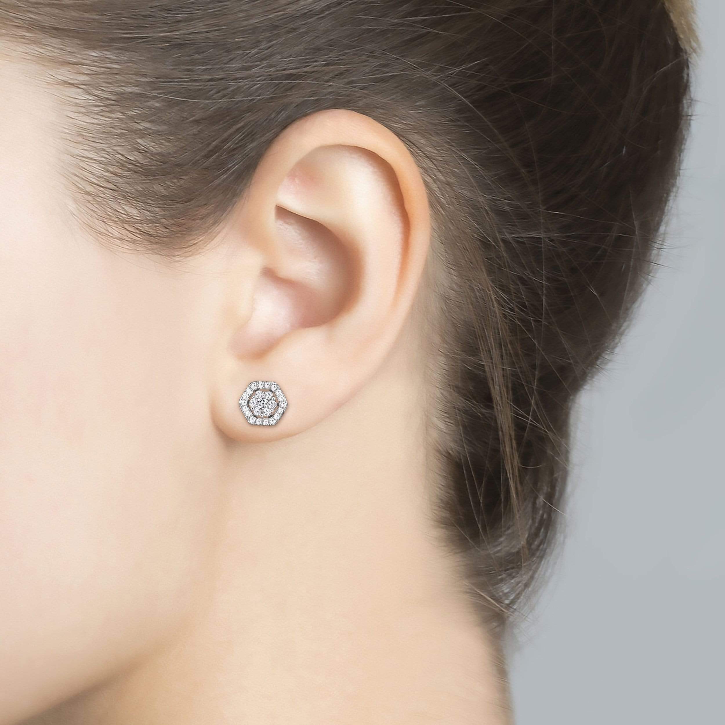 Lynora Jewellery Earring Sterling Silver Hexagono Flower Earrings Sterling Silver