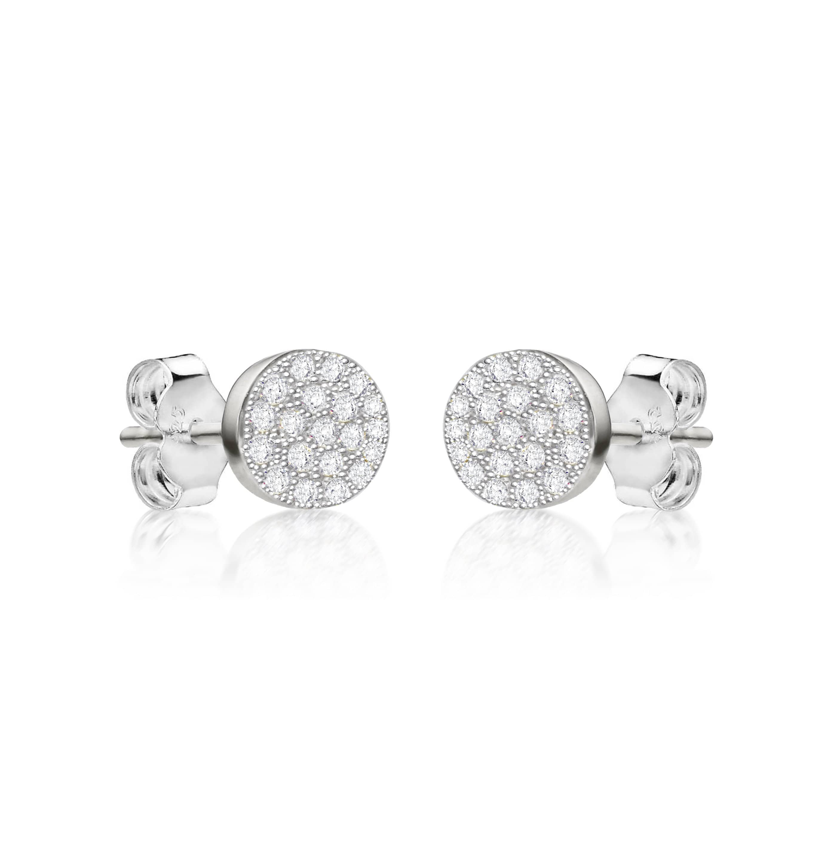 Lynora Jewellery Earring Sterling Silver Pavé Round Studs Sterling Silver