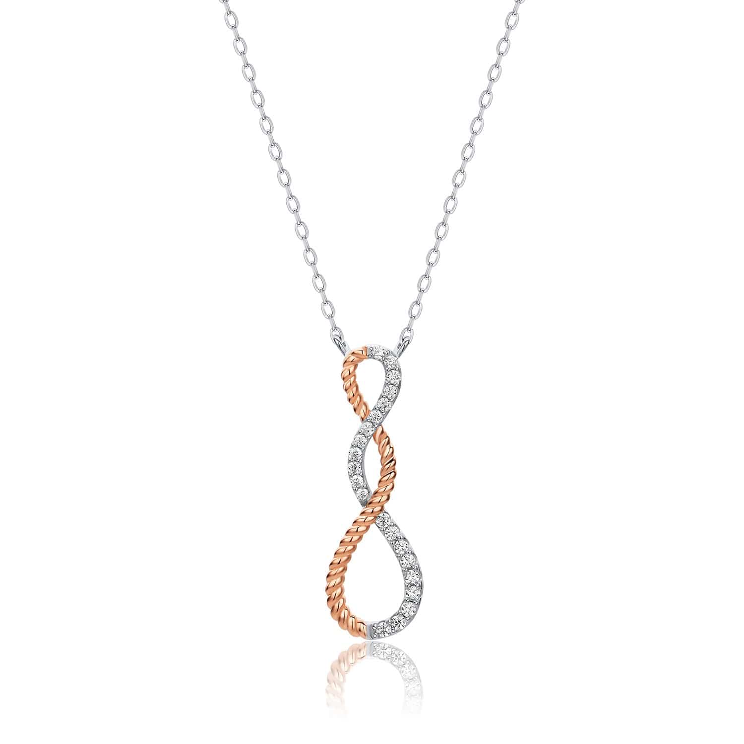Lynora Jewellery Necklace 18" adj / Mixed Metals / Clear Rope Necklace SILVER AND ROSE GOLD MIX