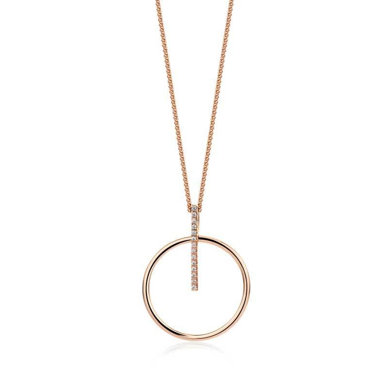 Lynora Jewellery Necklace 18" adj / Rose Gold Plate / Clear Bullseye Pendant Rose Gold Plate