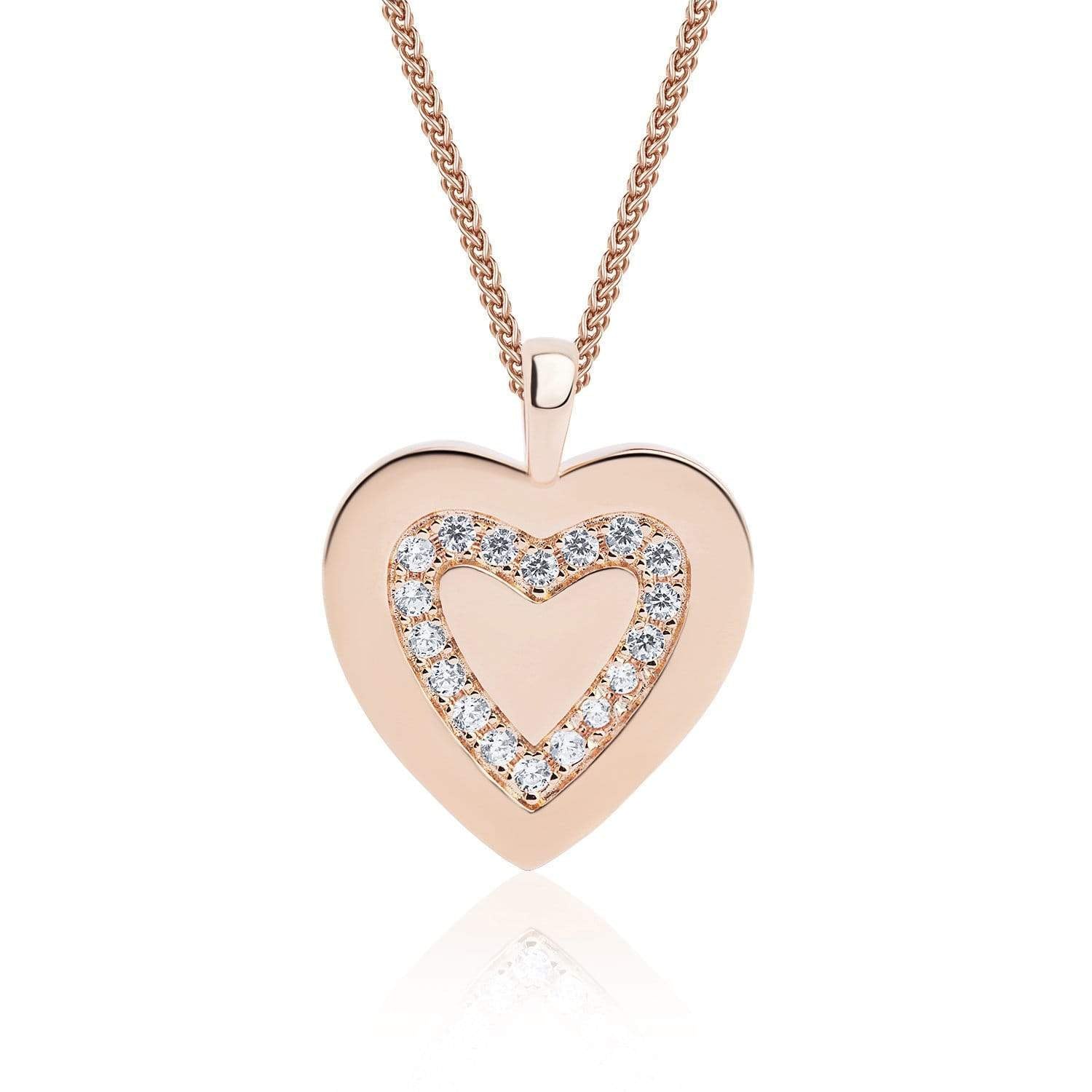 Lynora Jewellery Necklace 18" adj / Rose Gold Plate / Clear Heart Detail Pendant Rose Gold Plate