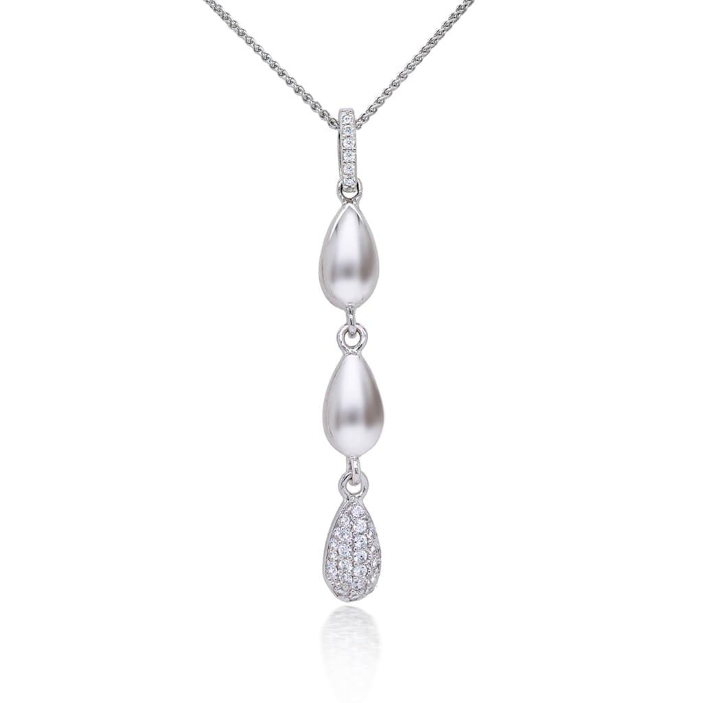 Lynora Jewellery Necklace 18" adj / Sterling Silver / Clear 3 Drop Pendant Sterling Silver