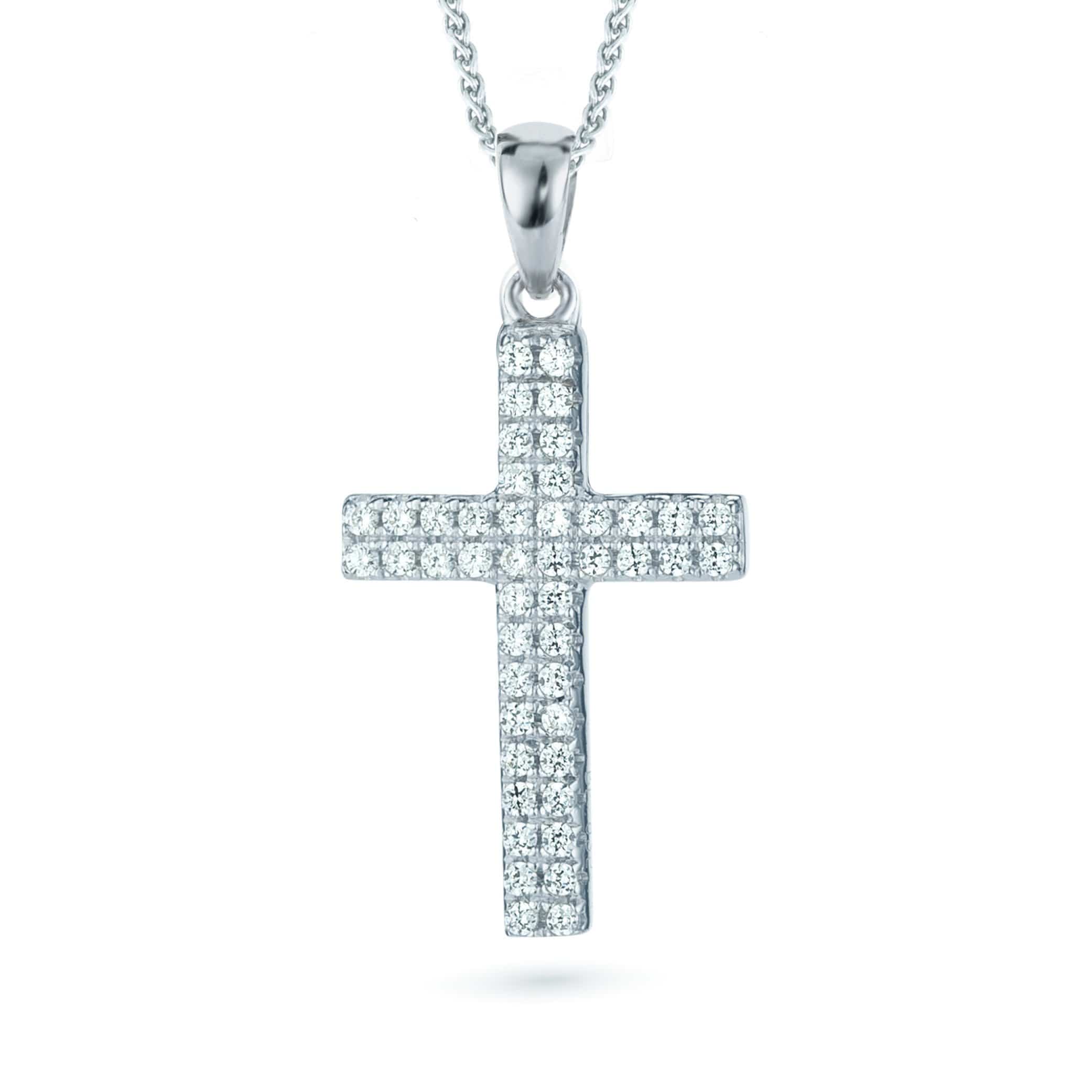 Lynora Jewellery Necklace 18" adj / Sterling Silver / Clear Cross Pendant Sterling Silver
