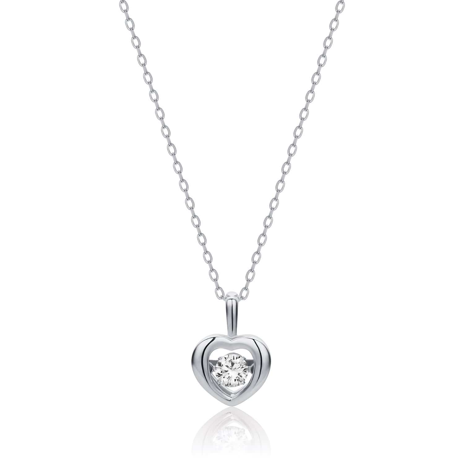 Lynora Jewellery Necklace 18" adj / Sterling Silver / Clear Dancing Heart Pendant Sterling Silver