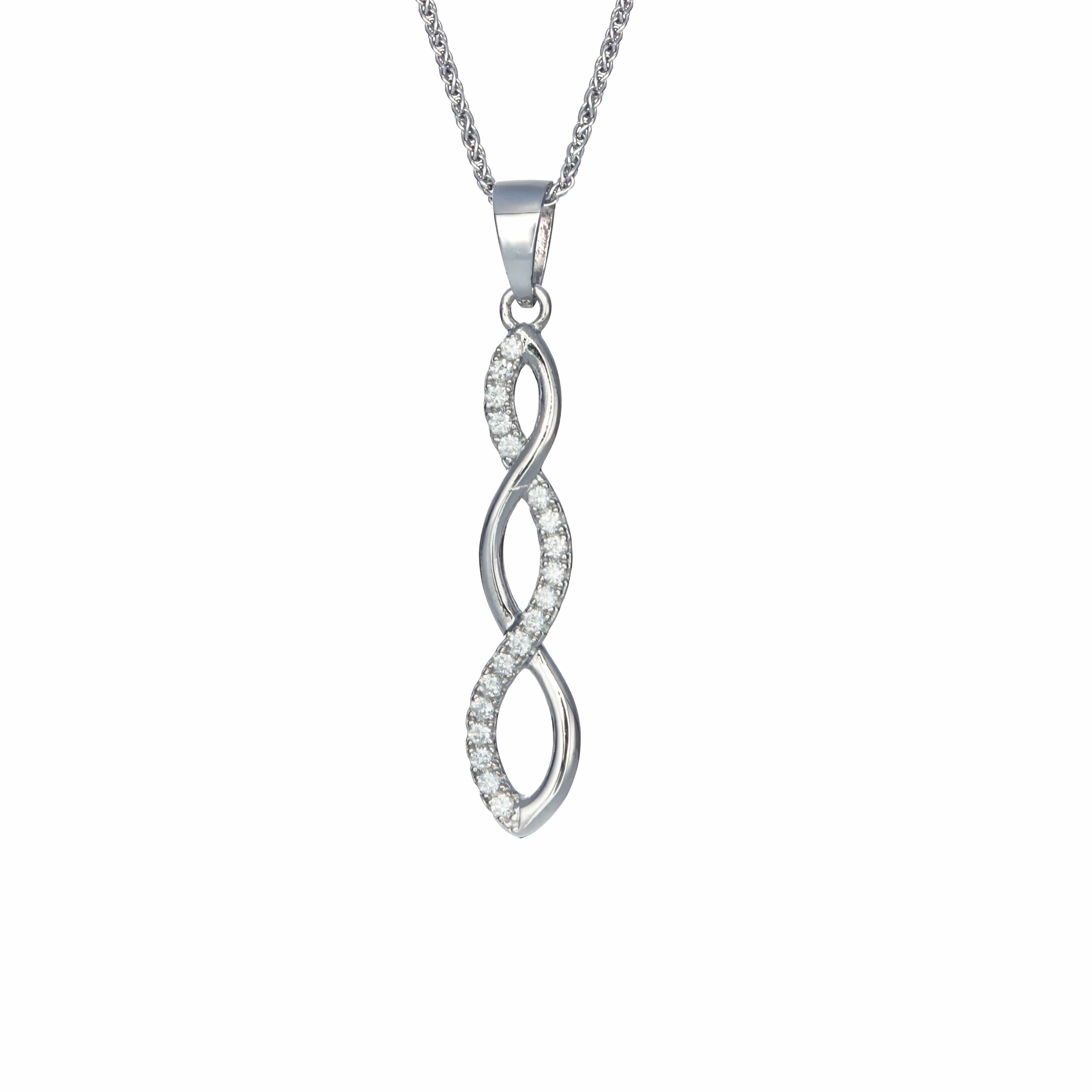 Lynora Jewellery Necklace 18" adj / Sterling Silver / Clear Elica Necklace Sterling Silver