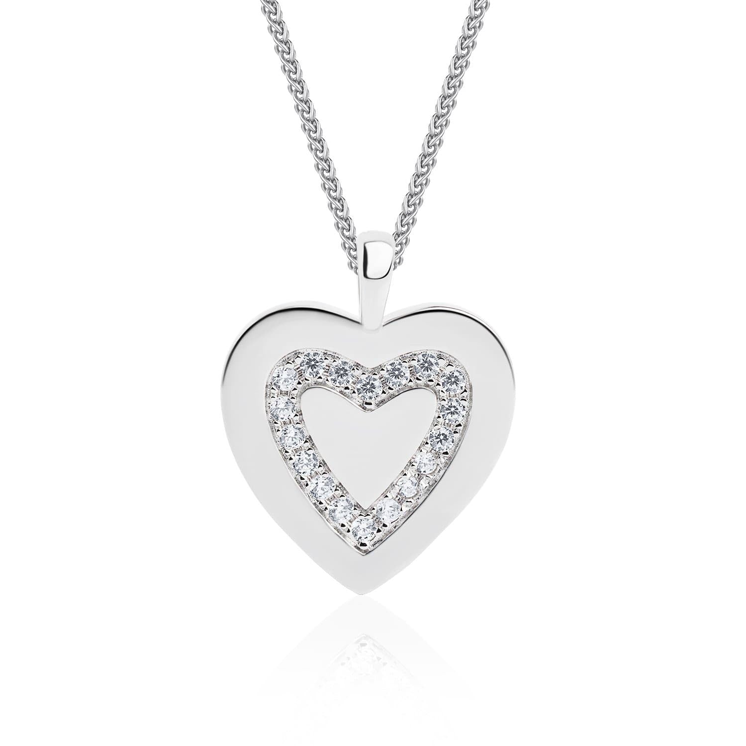 Lynora Jewellery Necklace 18" adj / Sterling Silver / Clear Heart Detail Pendant Sterling Silver