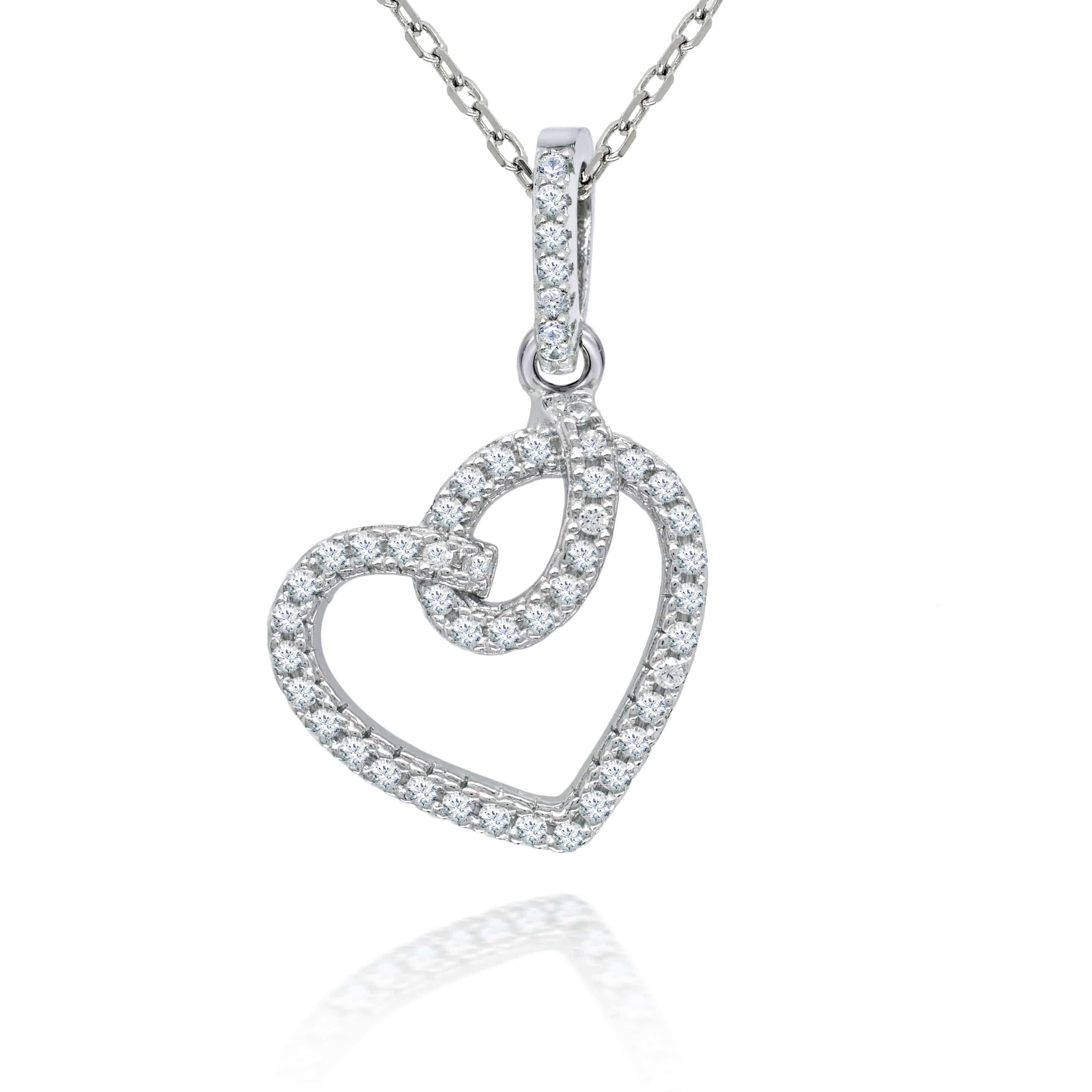 Lynora Jewellery Necklace 18" adj / Sterling Silver / Clear Heart Pendant Sterling Silver