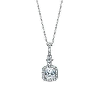 Lynora Jewellery Necklace 18" adj / Sterling Silver / Clear Luce Cushion Necklace Sterling Silver