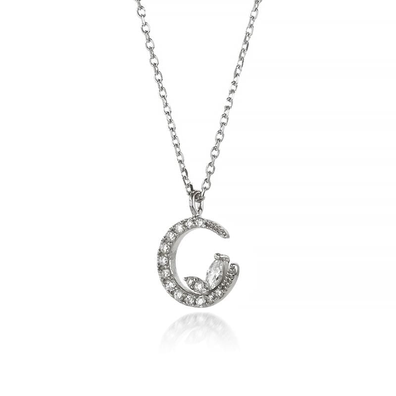 Lynora Jewellery Necklace 18" adj / Sterling Silver / Clear Luna Necklace Sterling Silver