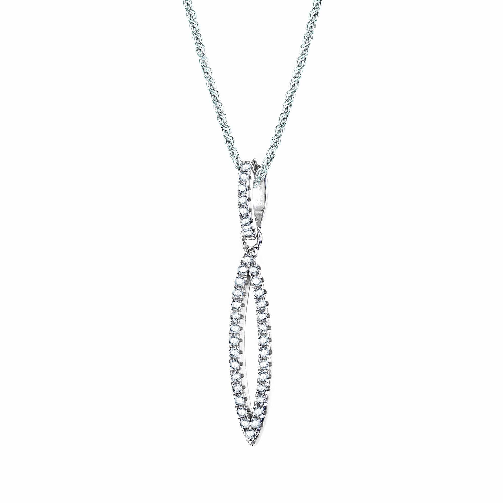Lynora Jewellery Necklace 18" adj / Sterling Silver / Clear Marquise Necklace Sterling Silver