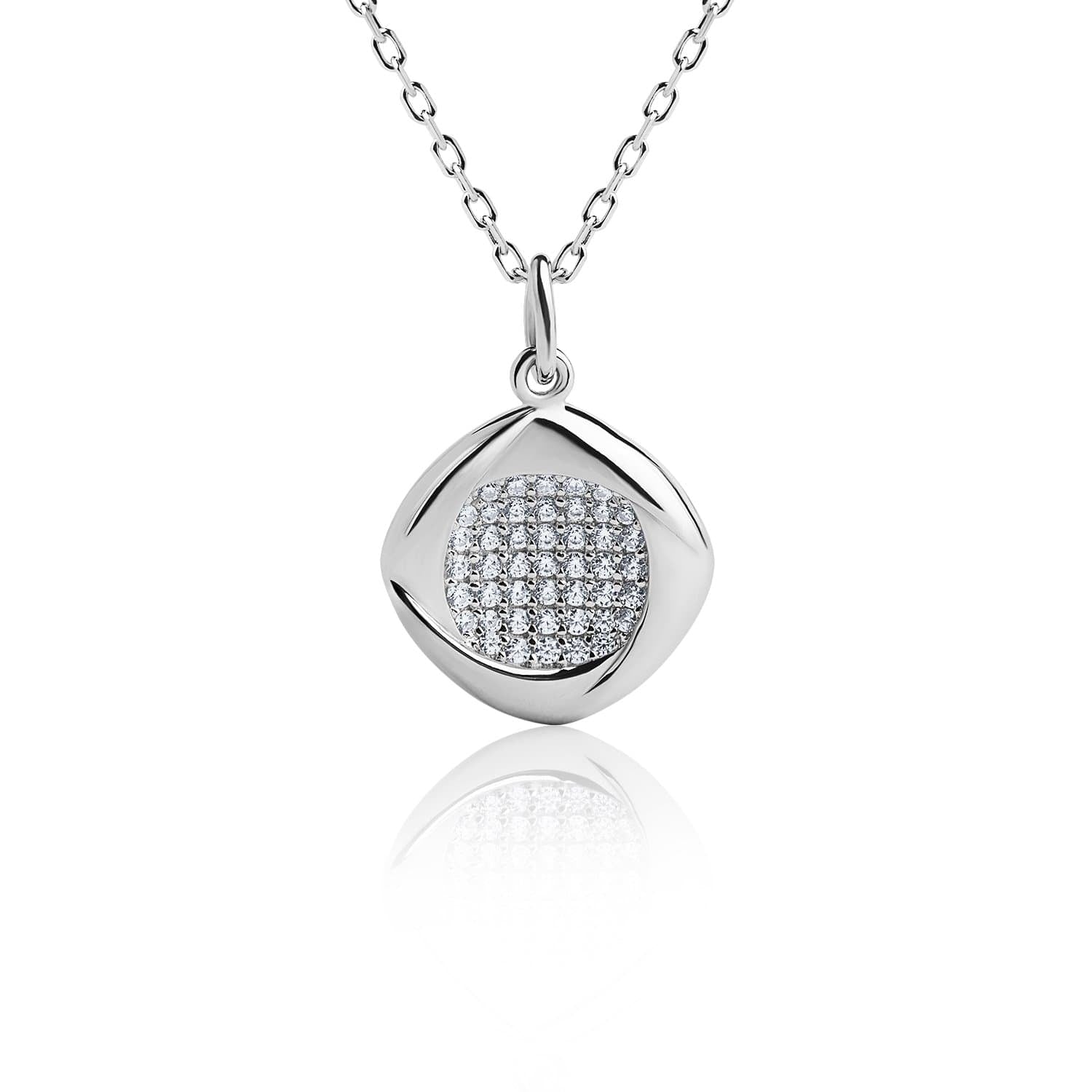 Lynora Jewellery Necklace 18" adj / Sterling Silver / Clear Micro Pave Cutout Pendant Sterling Silver