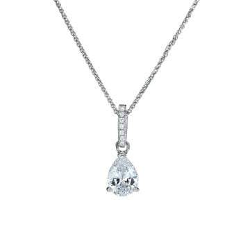 Lynora Jewellery Necklace 18" adj / Sterling Silver / Clear Moving Teardrop Pendant Sterling Silver