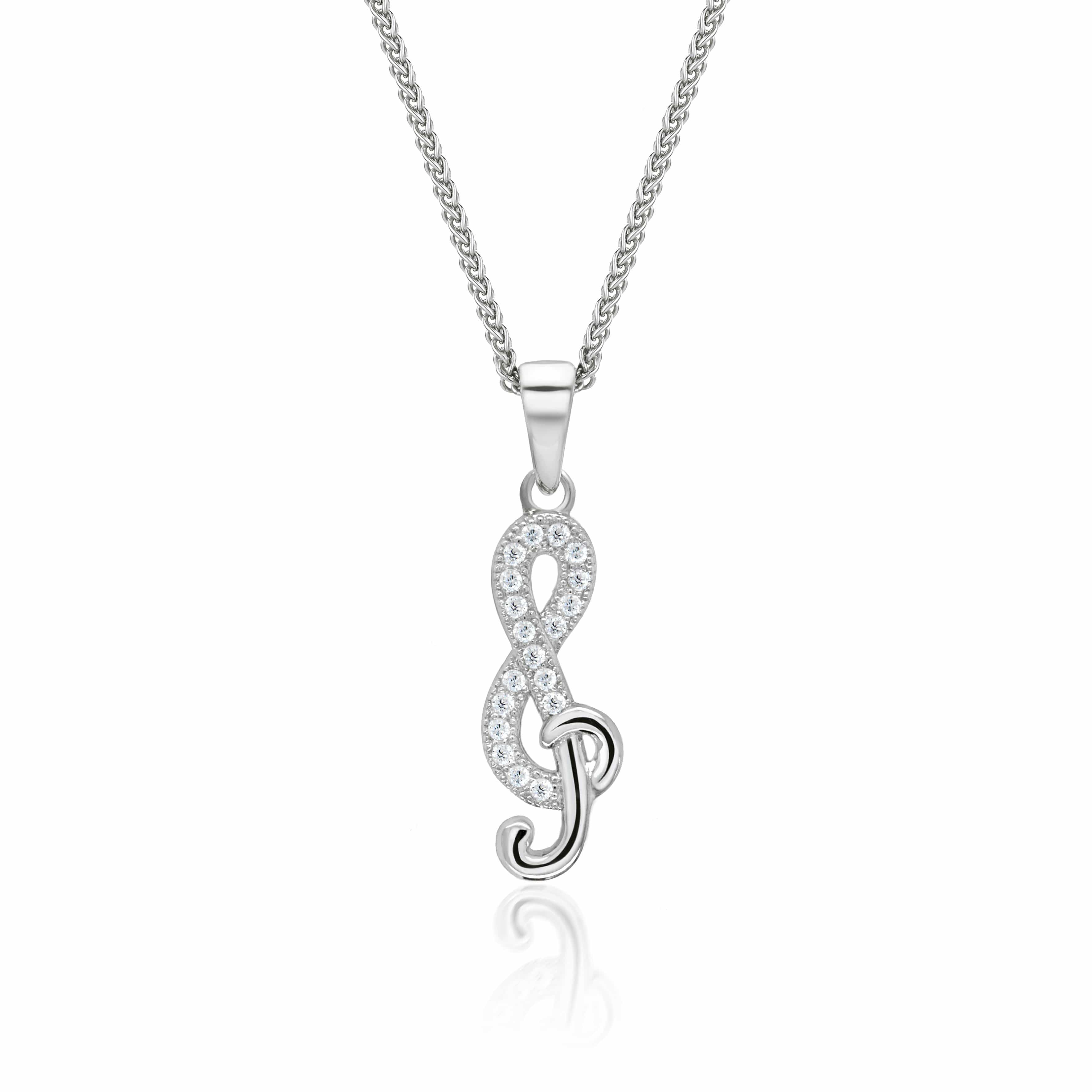 Lynora Jewellery Necklace 18" adj / Sterling Silver / Clear Musical Pendant Sterling Silver