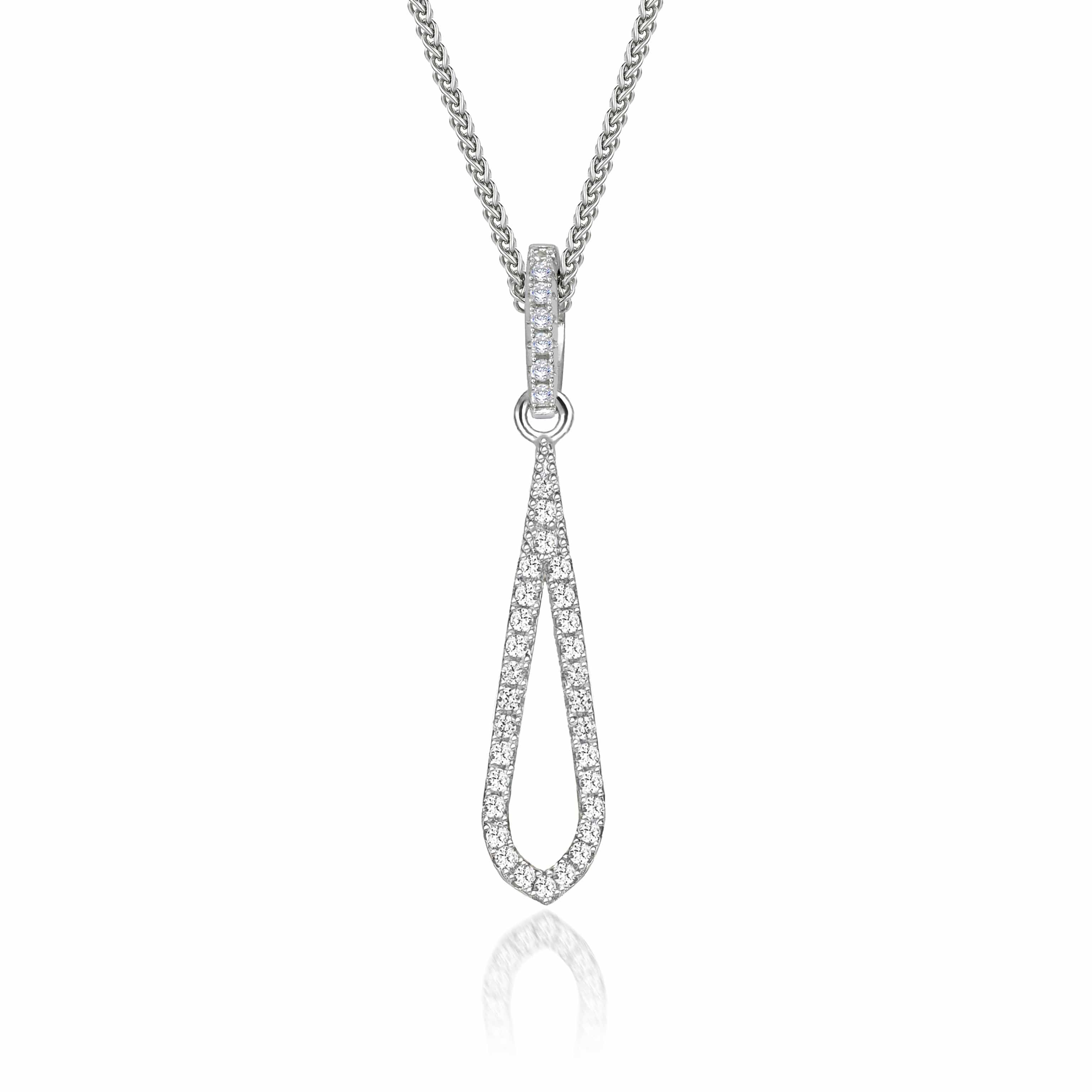 Lynora Jewellery Necklace 18" adj / Sterling Silver / Clear Thin Teardrop Necklace Sterling Silver