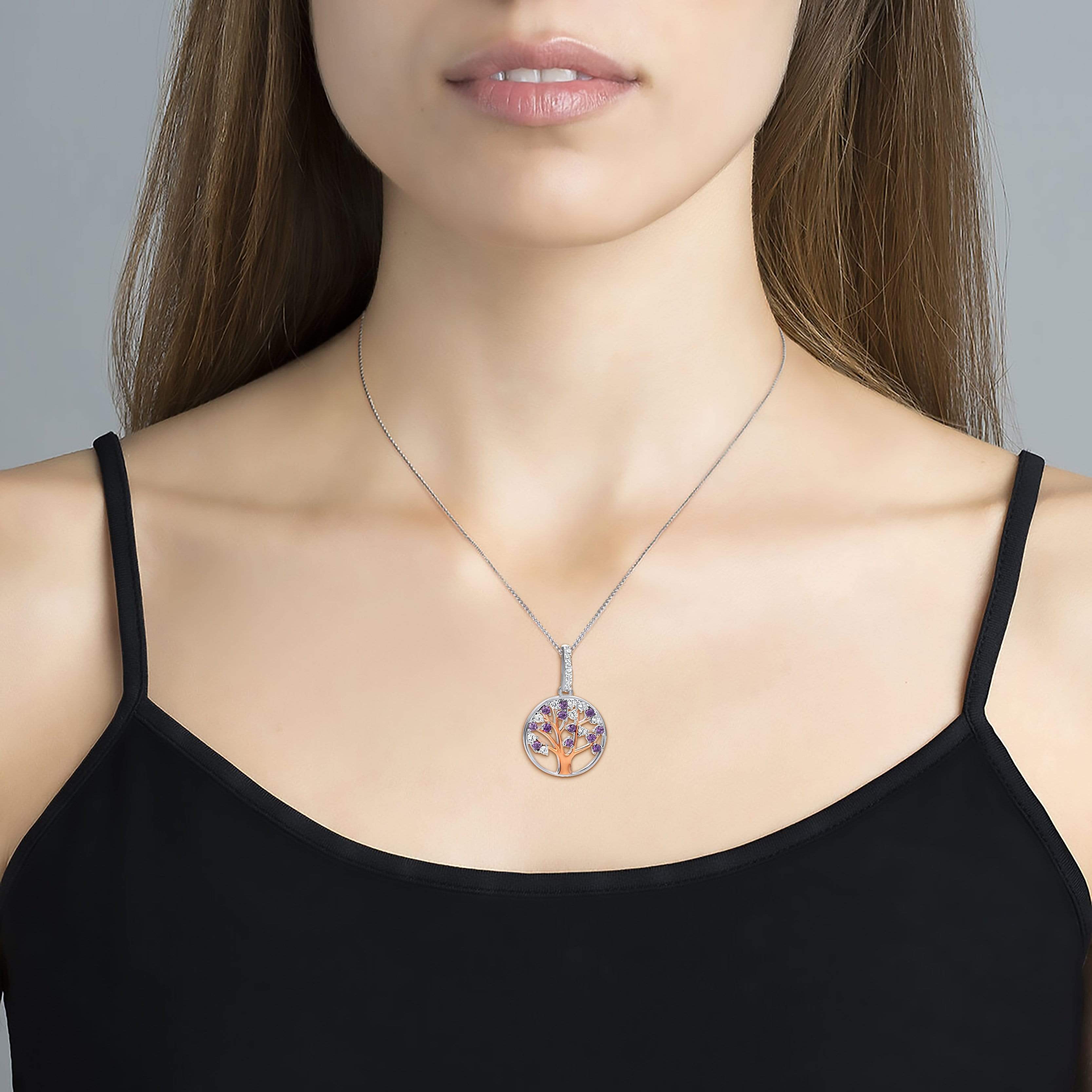 Lynora Jewellery Necklace 18" / Sterling Silver / Amethyst Amethyst Tree Of Life Sterling Silver