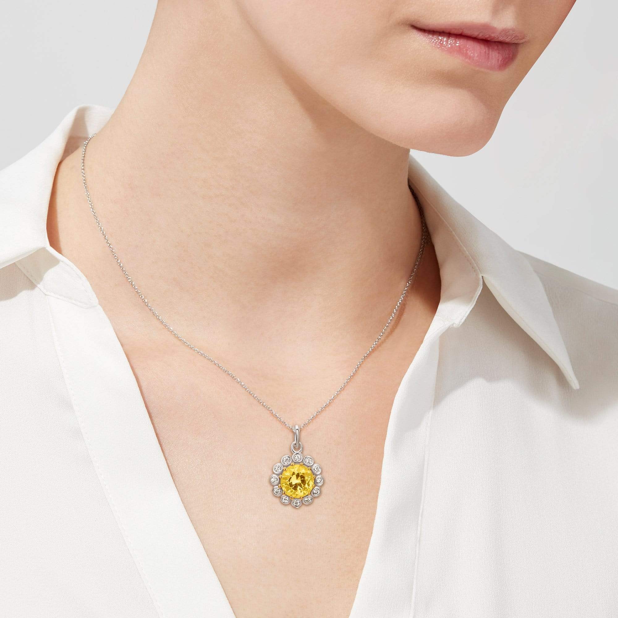 Lynora Jewellery Necklace 18" / Sterling Silver / Citrine Giallo Round Necklace Sterling Silver
