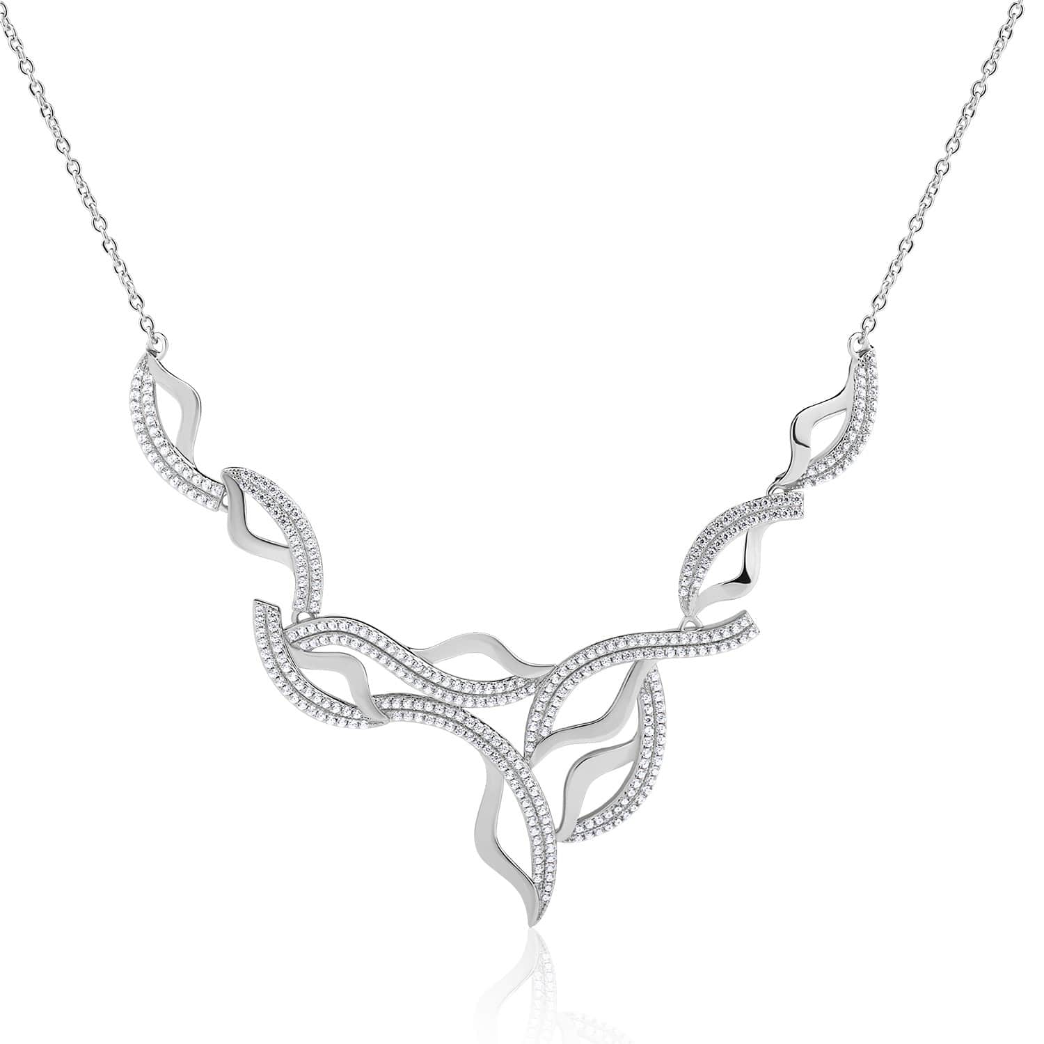 Lynora Jewellery Necklace 18" / Sterling Silver / Clear Curve Necklace Sterling Silver